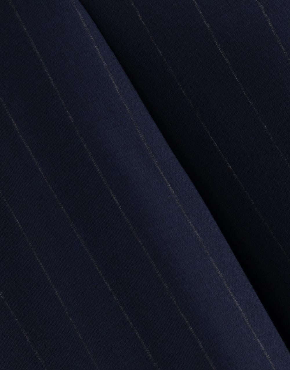 Erkek Çizgili Kırlangıç Yaka Kruvaze Takım Elbise Modern Fit Lacivert