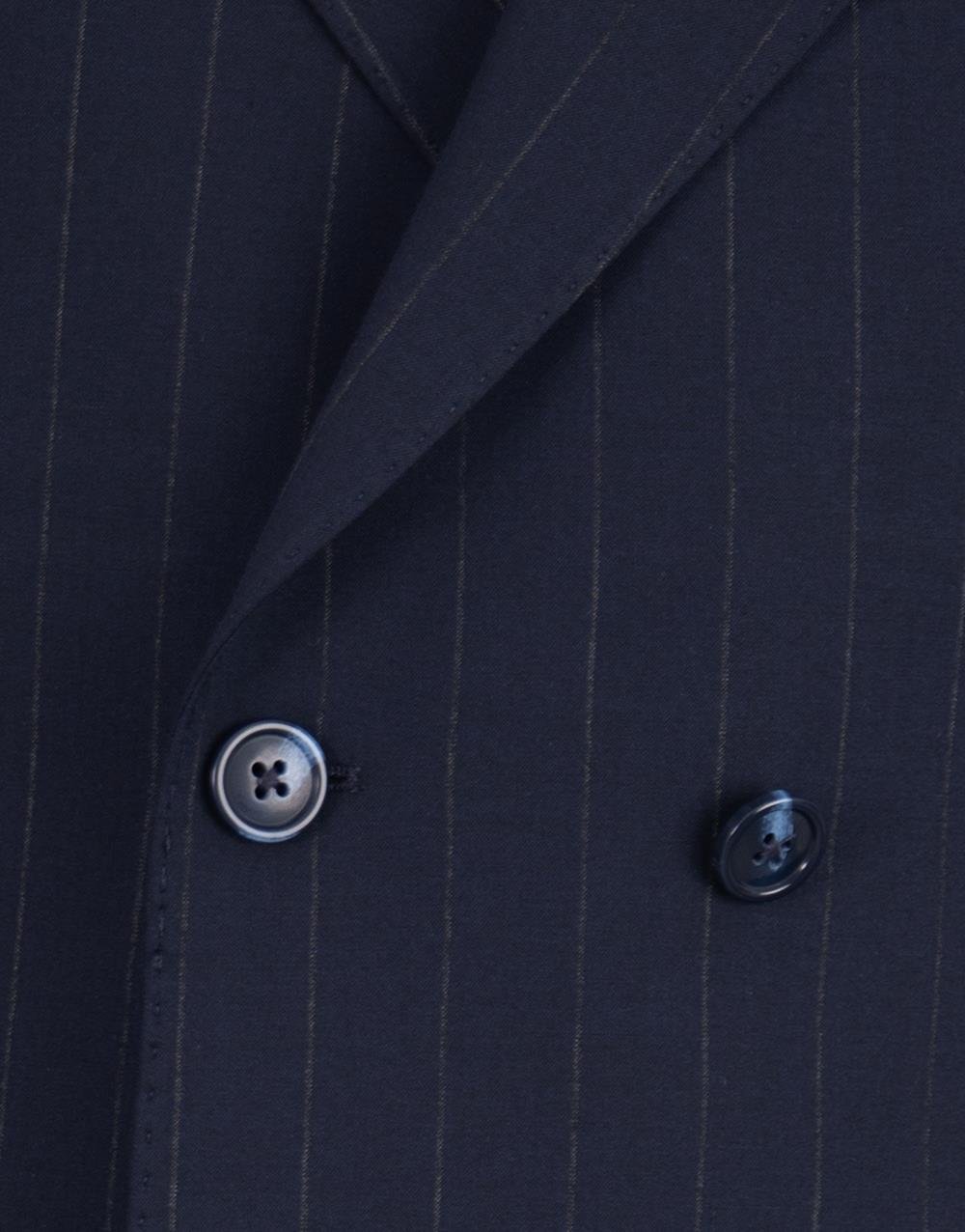 Erkek Çizgili Kırlangıç Yaka Kruvaze Takım Elbise Modern Fit Lacivert