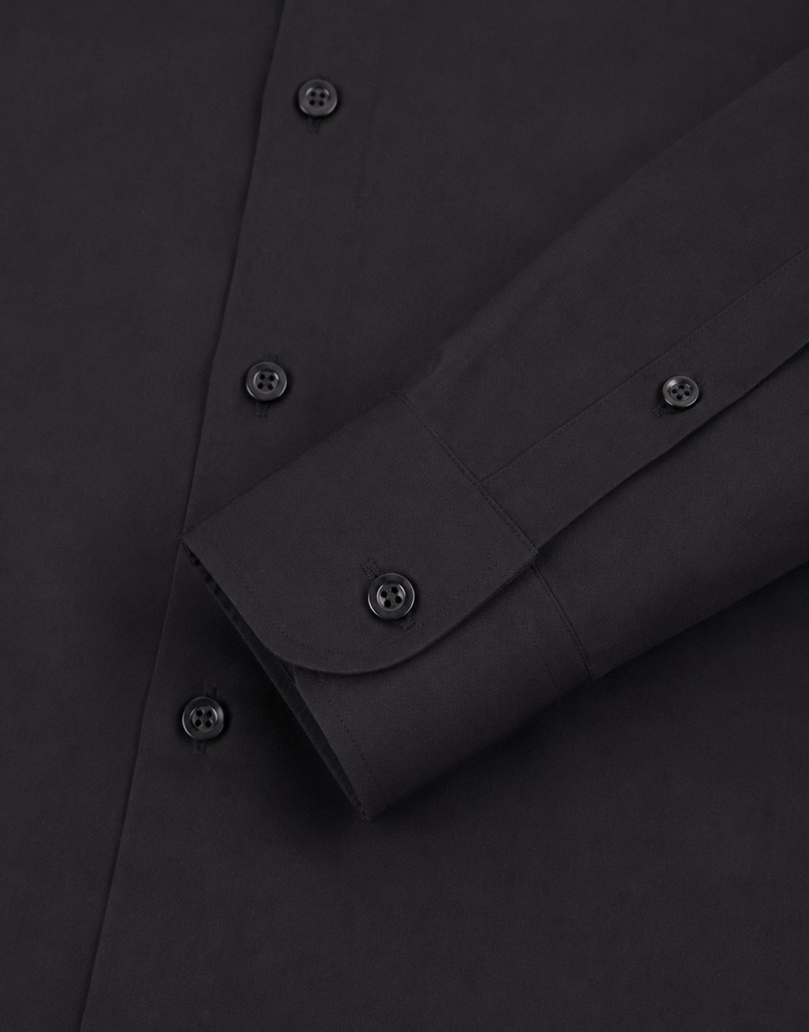 Erkek İtalyan Yaka Gabardin Pamuk Modern Fit Gömlek Siyah