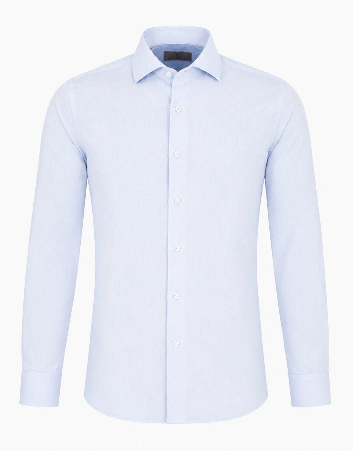 Erkek İtalyan Yaka Gabardin Pamuk Modern Fit Gömlek Mavi