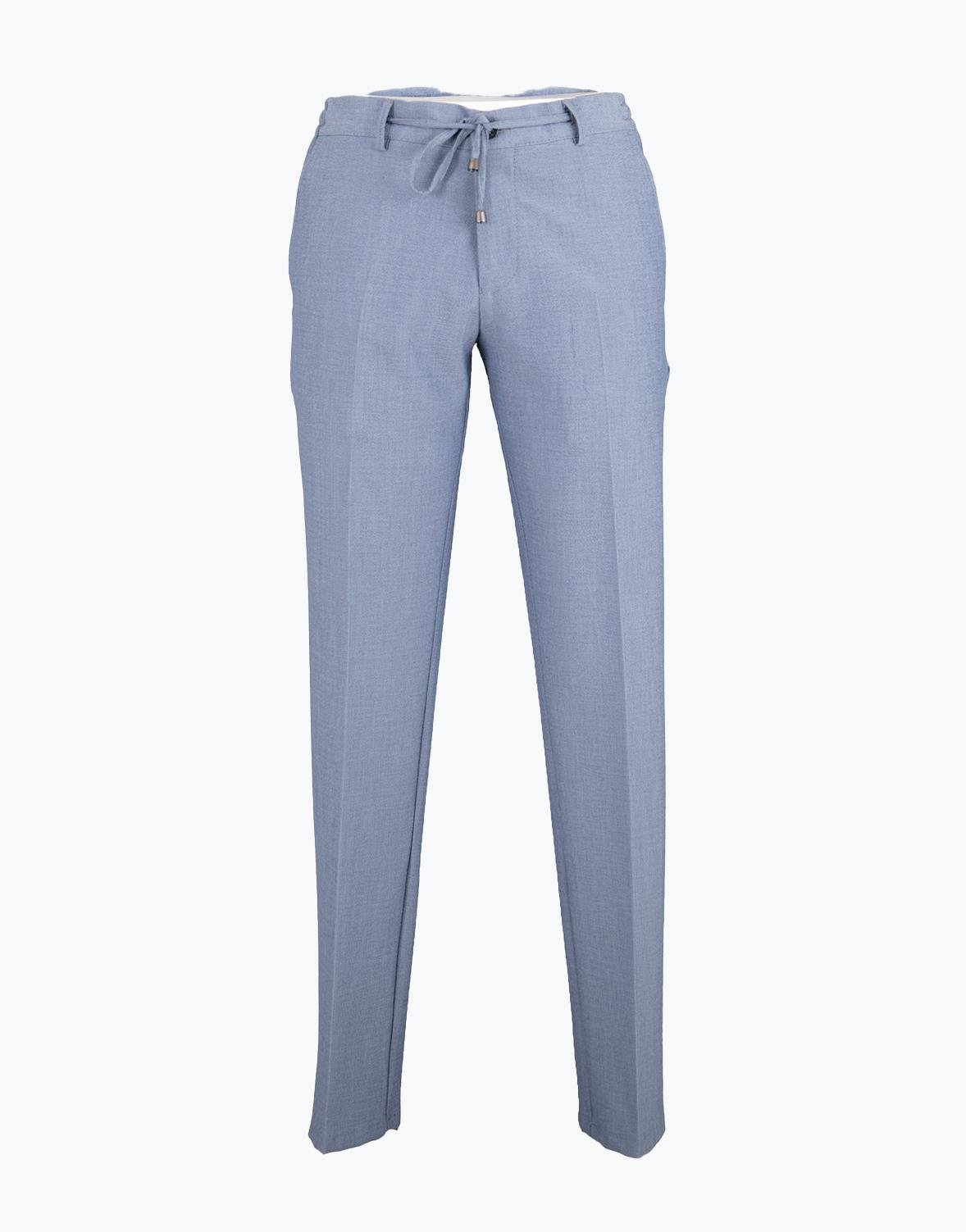 Erkek Jogger Pantolon Bağcıklı Modern Fit Dokulu Mavi