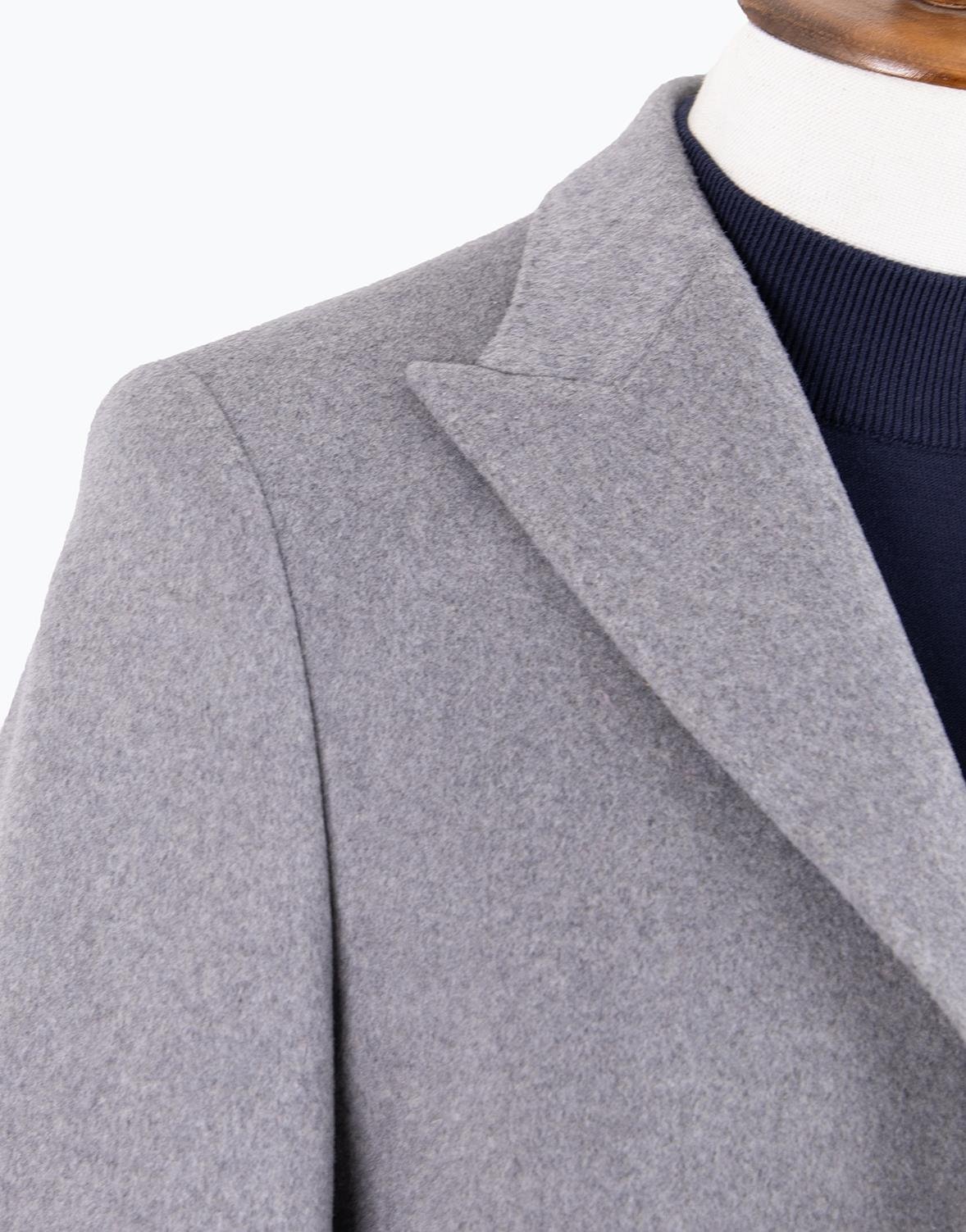 Erkek Kaban Klasik Sivri Yaka Modern Fit Yün Gri