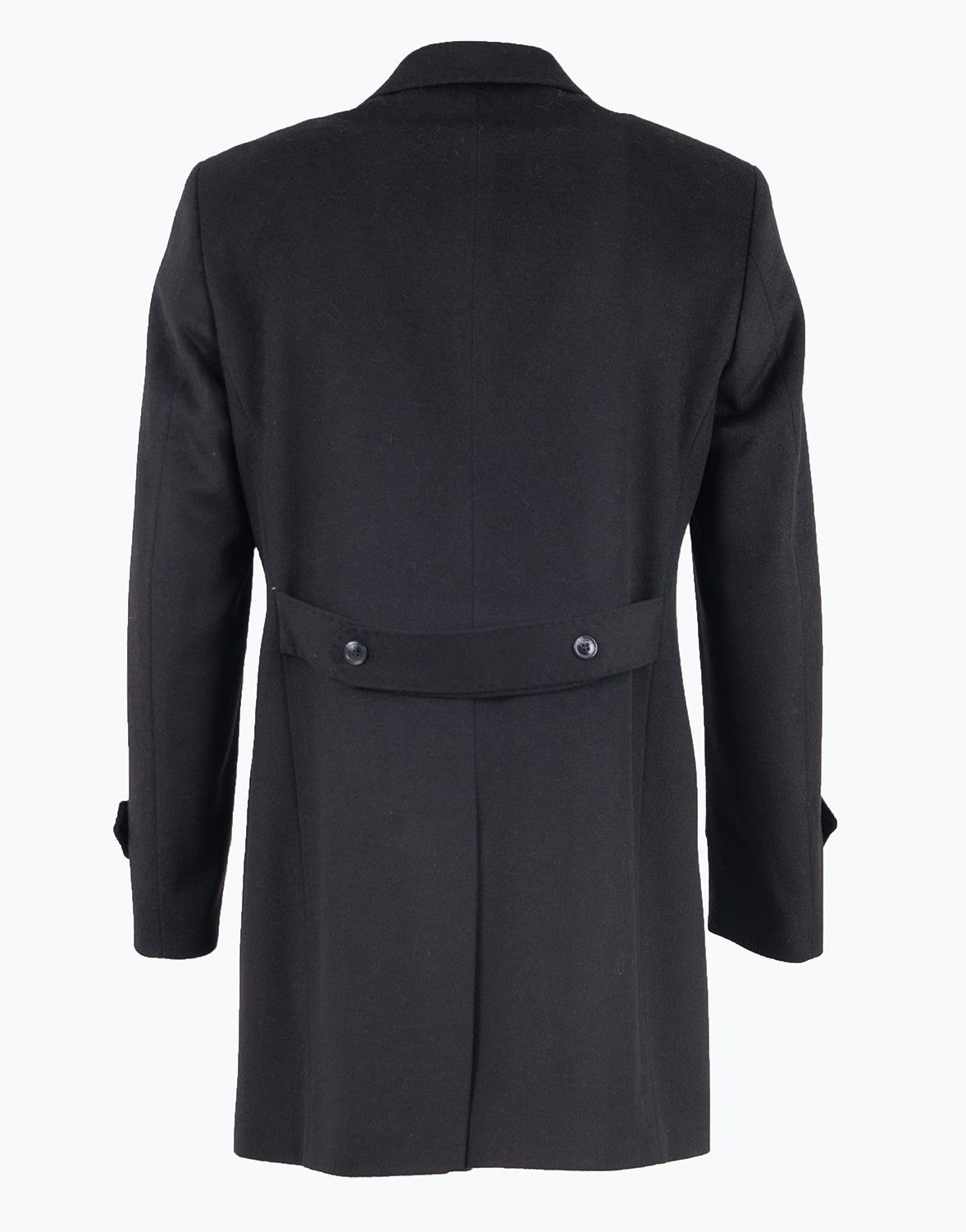 Erkek Kaban Klasik Sivri Yaka Modern Fit Yün Siyah