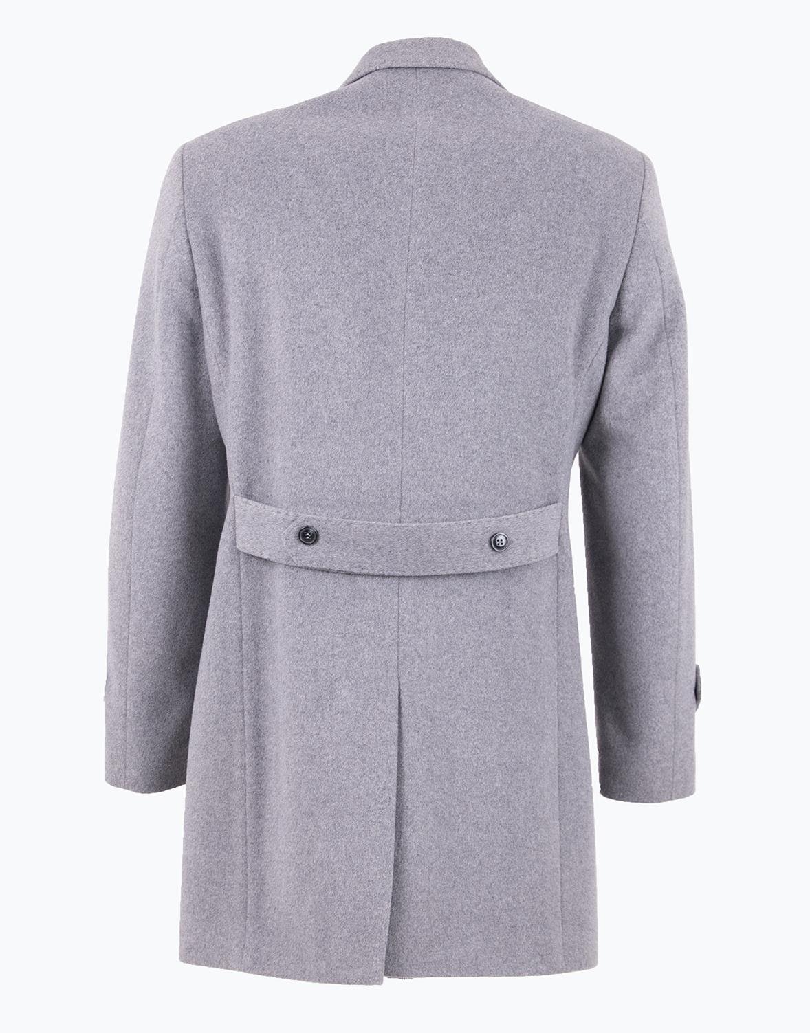 Erkek Kaban Klasik Sivri Yaka Modern Fit Yün Gri