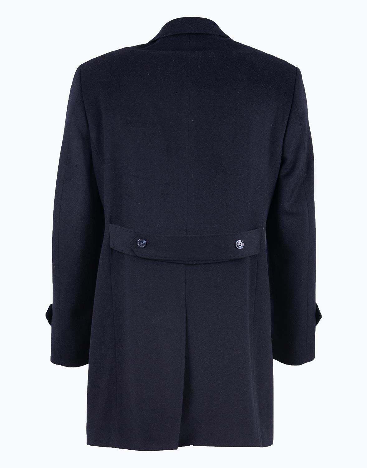 Erkek Kaban Klasik Sivri Yaka Modern Fit Yün Lacivert