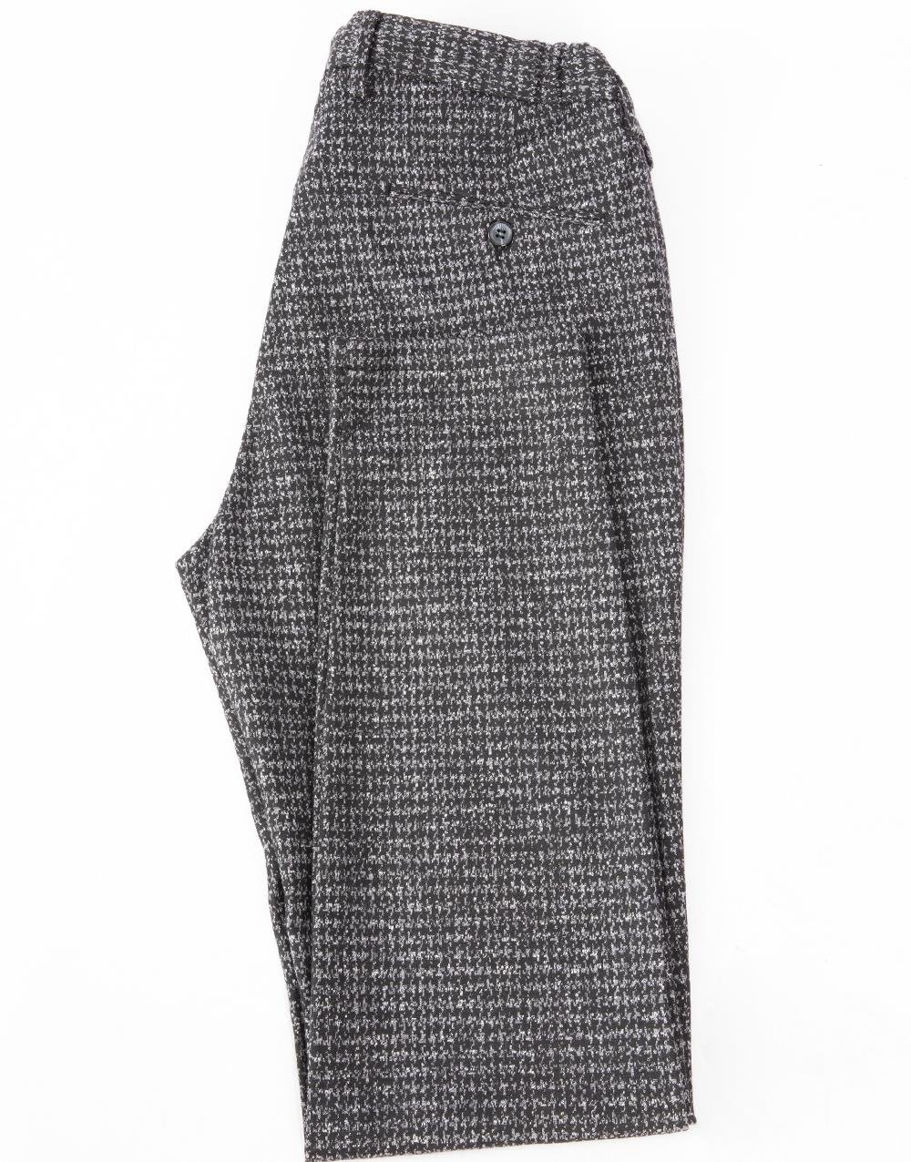 Erkek Kaz Ayağı Desen Spor Takım Elbise Slim Fit Siyah