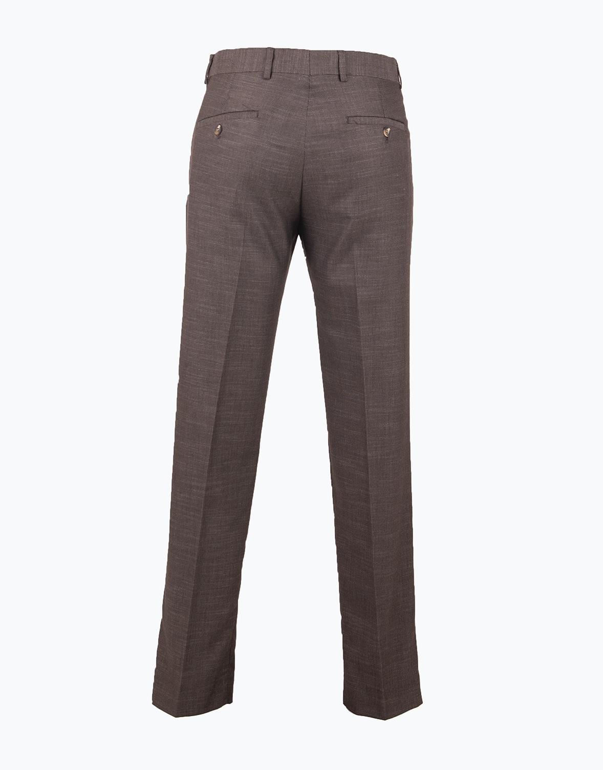 Erkek Klasik Pantolon Modern Fit Mevsimlik Dokulu Kahverengi