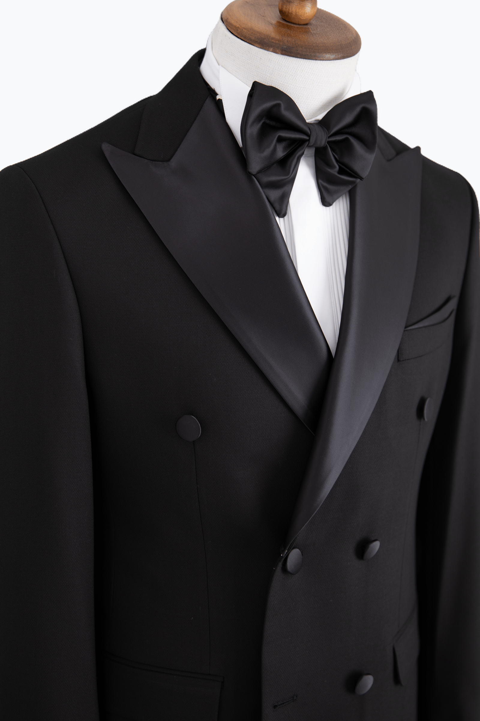 Erkek Saten Kırlangıç Yaka Kruvaze Smokin Damatlık Slim Fit Siyah
