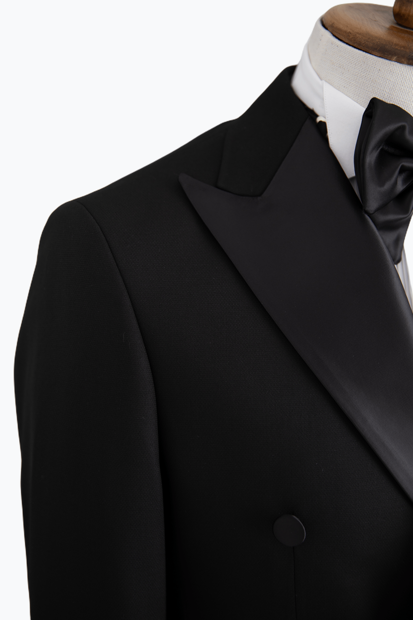 Erkek Saten Kırlangıç Yaka Kruvaze Smokin Damatlık Slim Fit Siyah
