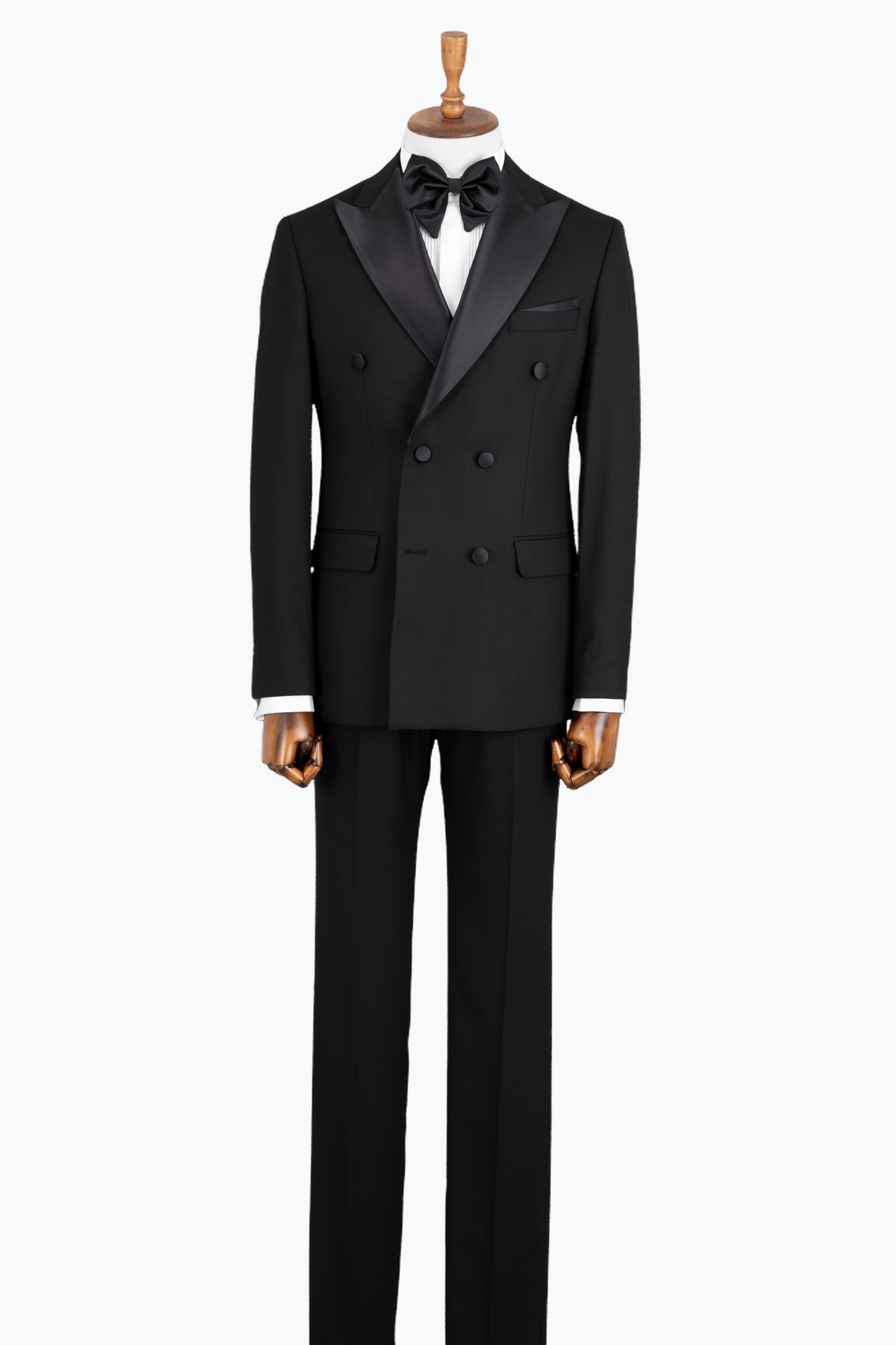 Erkek Saten Kırlangıç Yaka Kruvaze Smokin Damatlık Slim Fit Siyah