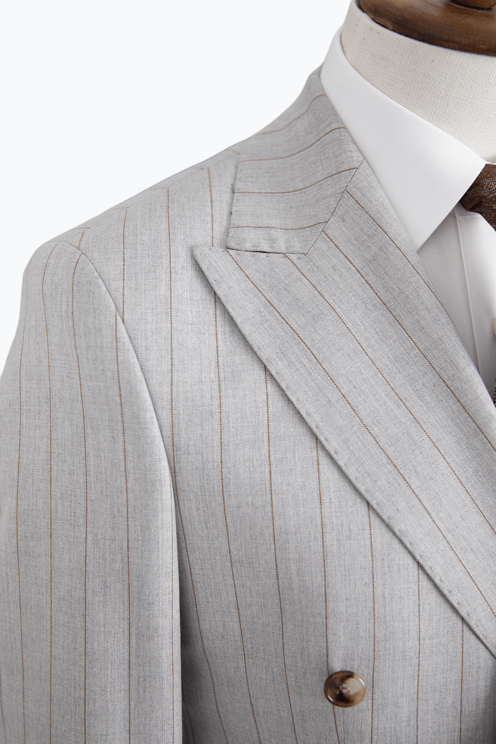 Erkek Sivri Yaka Kruvaze Takım Elbise Modern Fit A.Gri