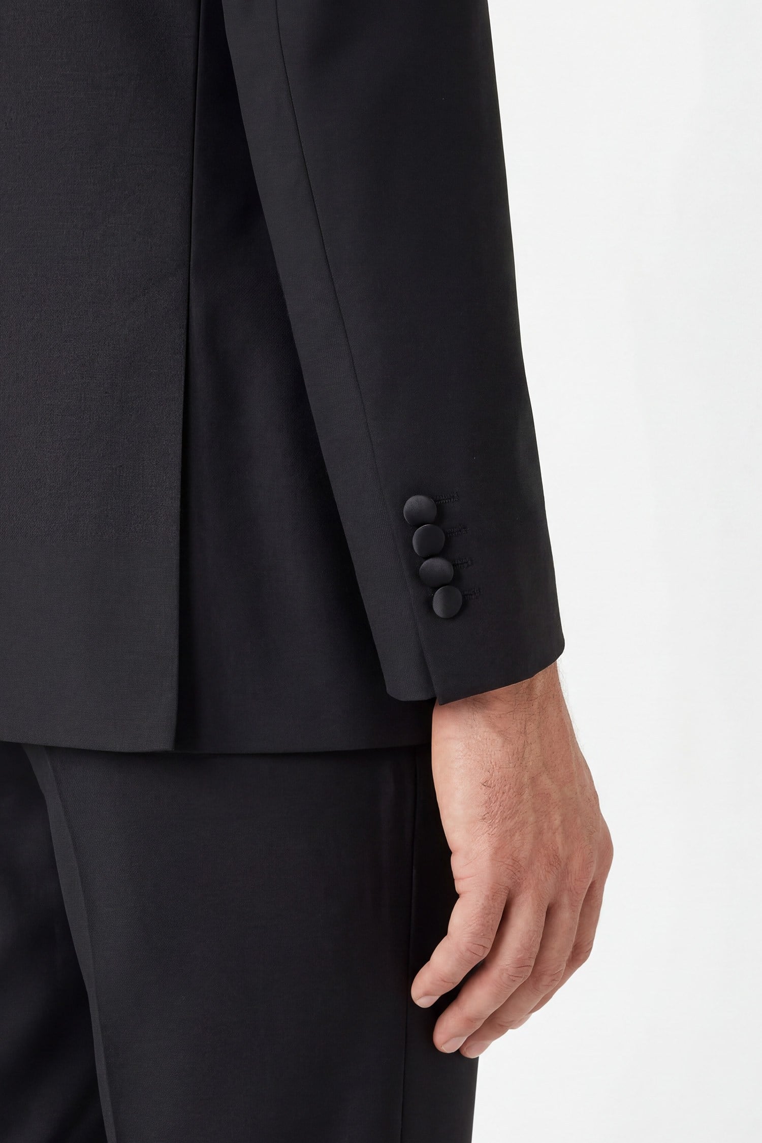 Erkek Smokin Damatlık Mono Yaka Yelekli Modern Fit Siyah