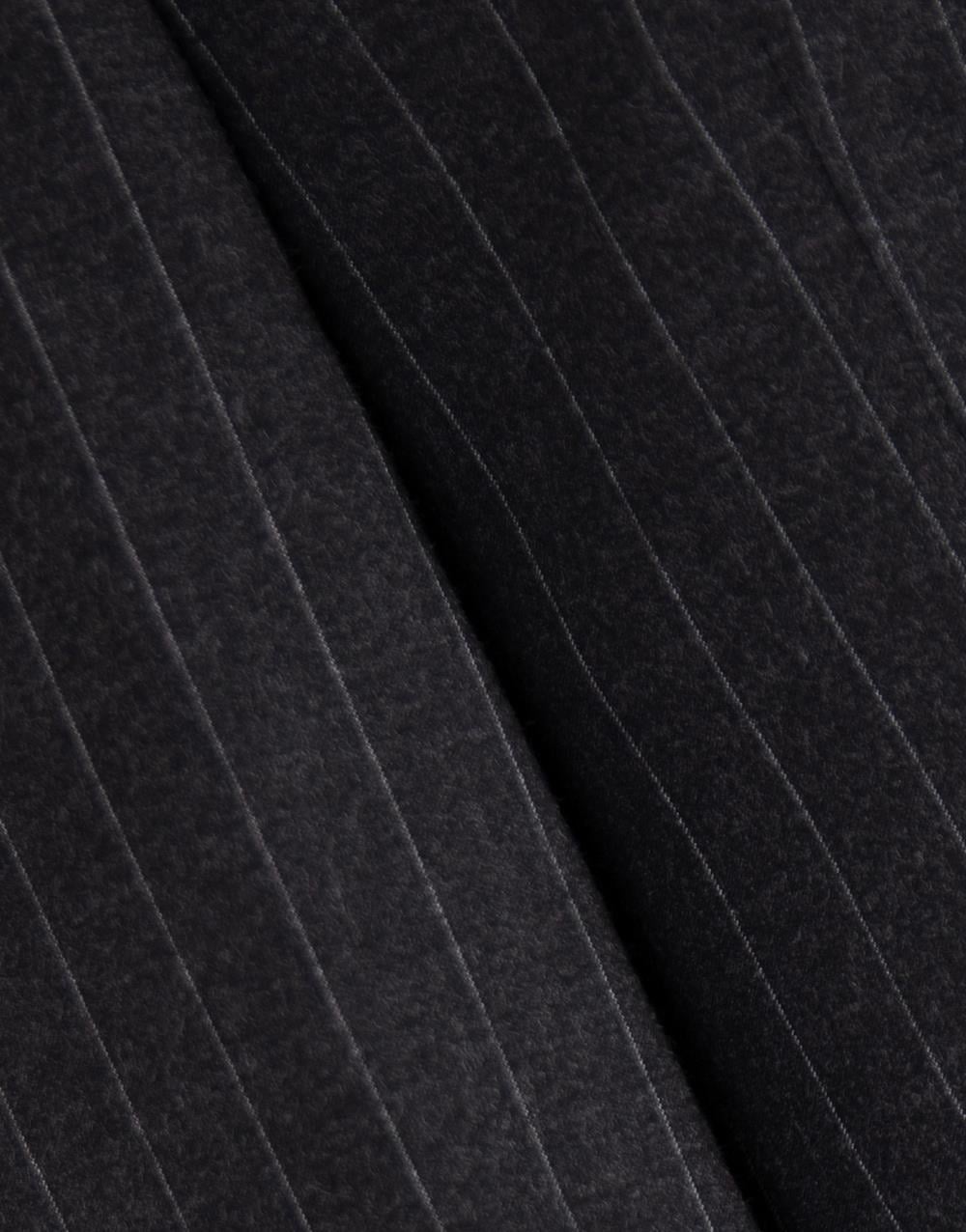 Erkek Soft Çizgili Flanel Mono Yaka Klasik Takım Elbise Comfort Fit Siyah
