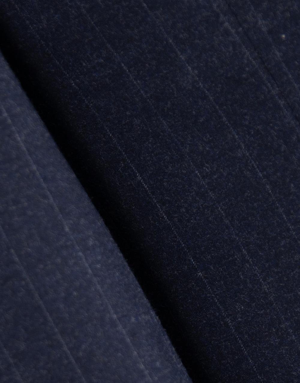 Erkek Soft Çizgili Flanel Mono Yaka Klasik Takım Elbise Comfort Fit Lacivert