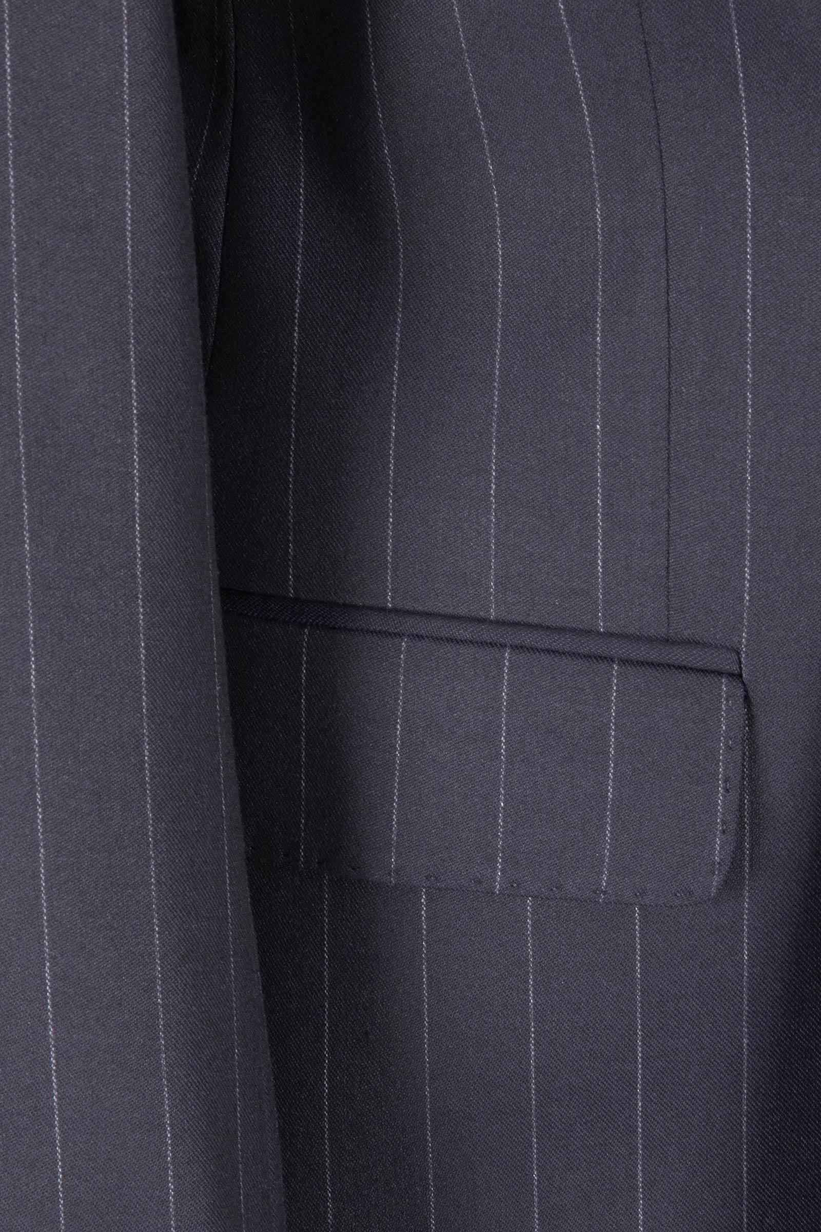 Erkek Soft Çizgili Kırlangıç Yaka Kruvaze Takım Elbise Modern Fit A.Lacivert
