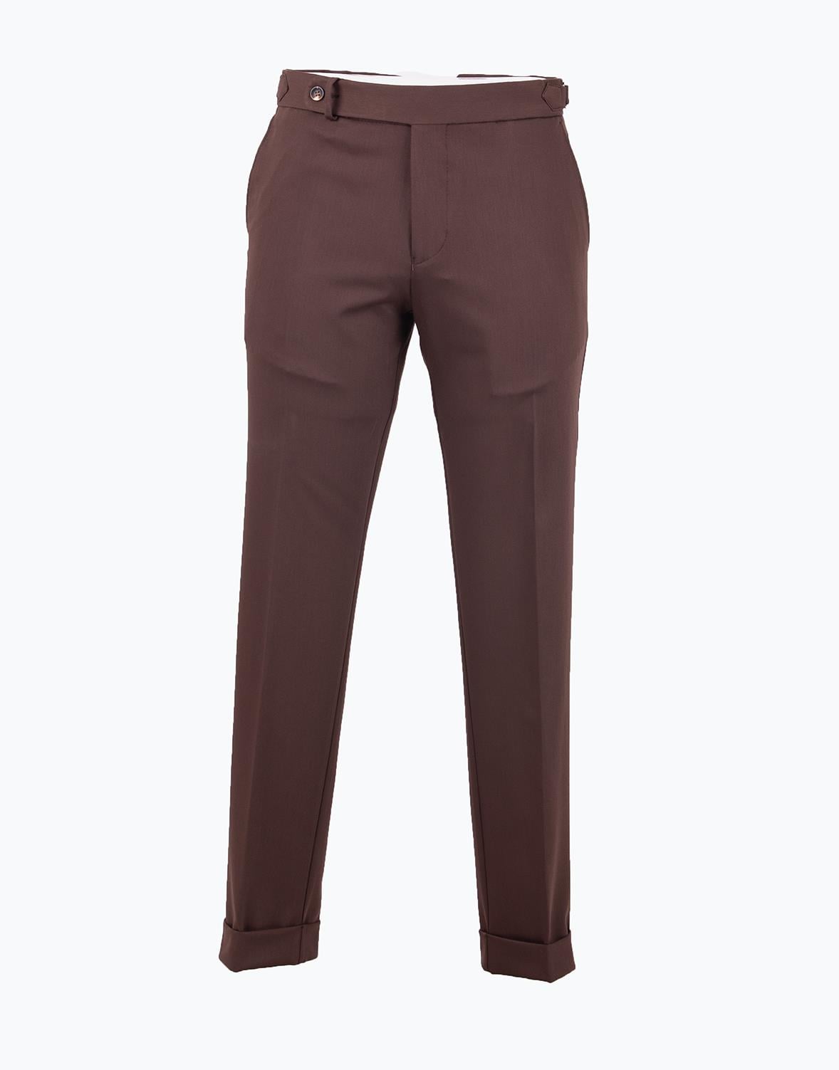 Erkek Tokalı Slim Fit Pantolon Kahverengi