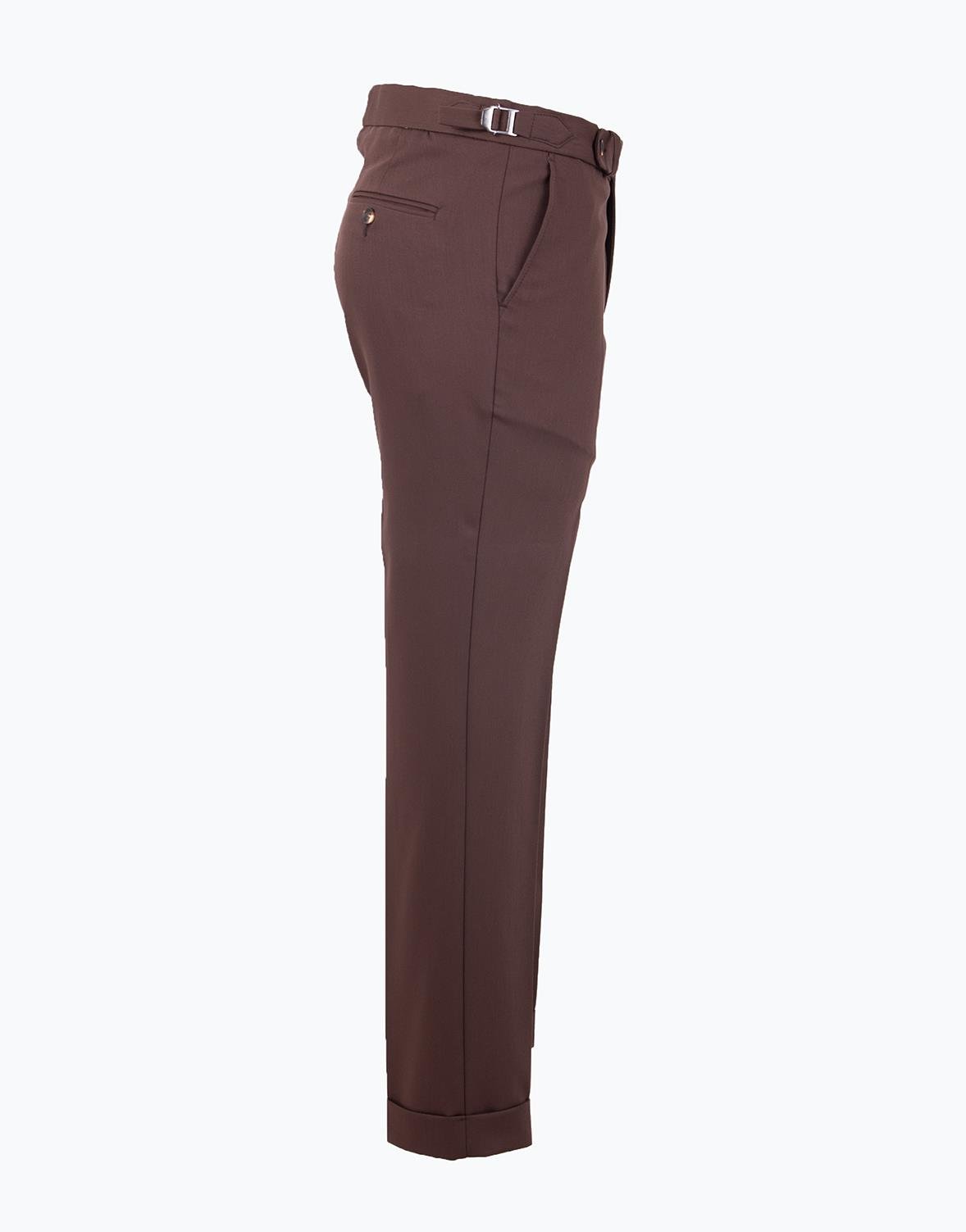 Erkek Tokalı Slim Fit Pantolon Kahverengi