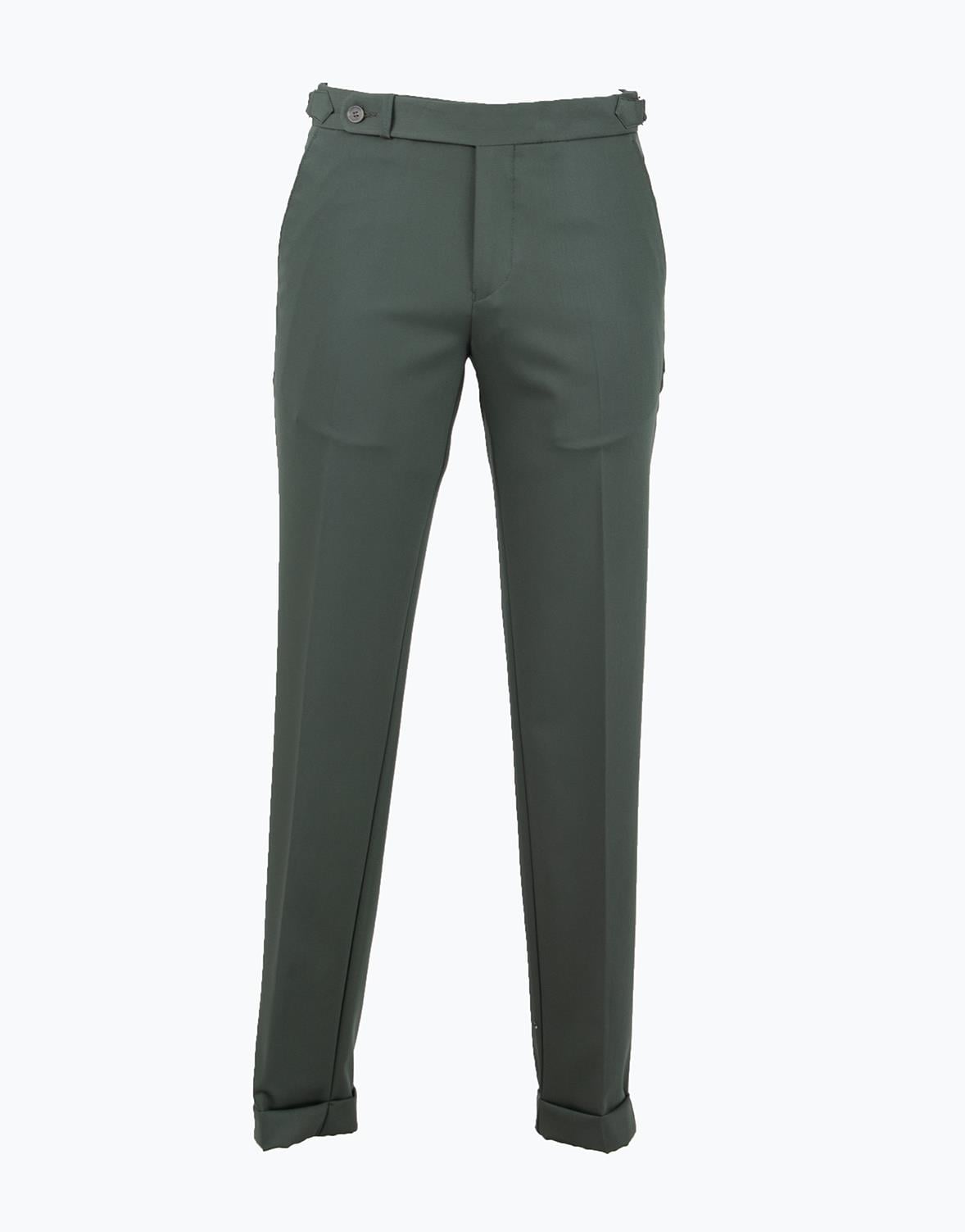 Erkek Tokalı Slim Fit Pantolon Yeşil