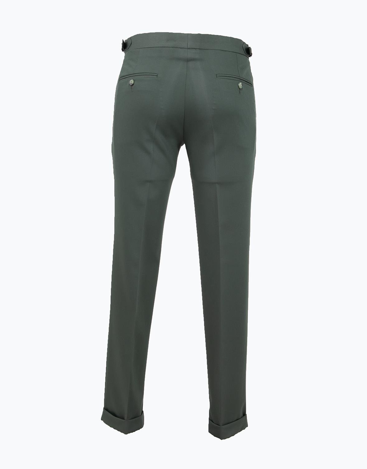 Erkek Tokalı Slim Fit Pantolon Yeşil