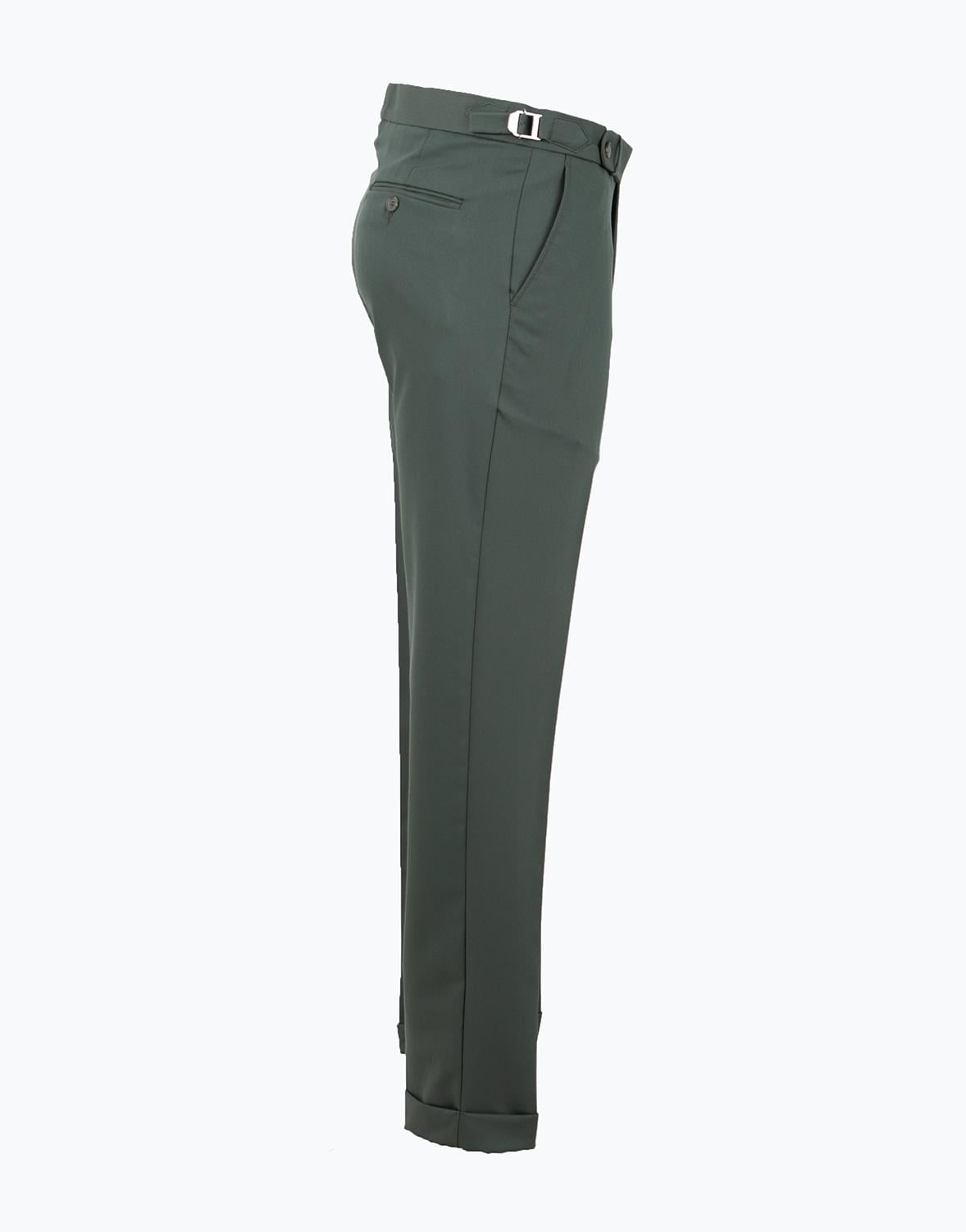 Erkek Tokalı Slim Fit Pantolon Yeşil