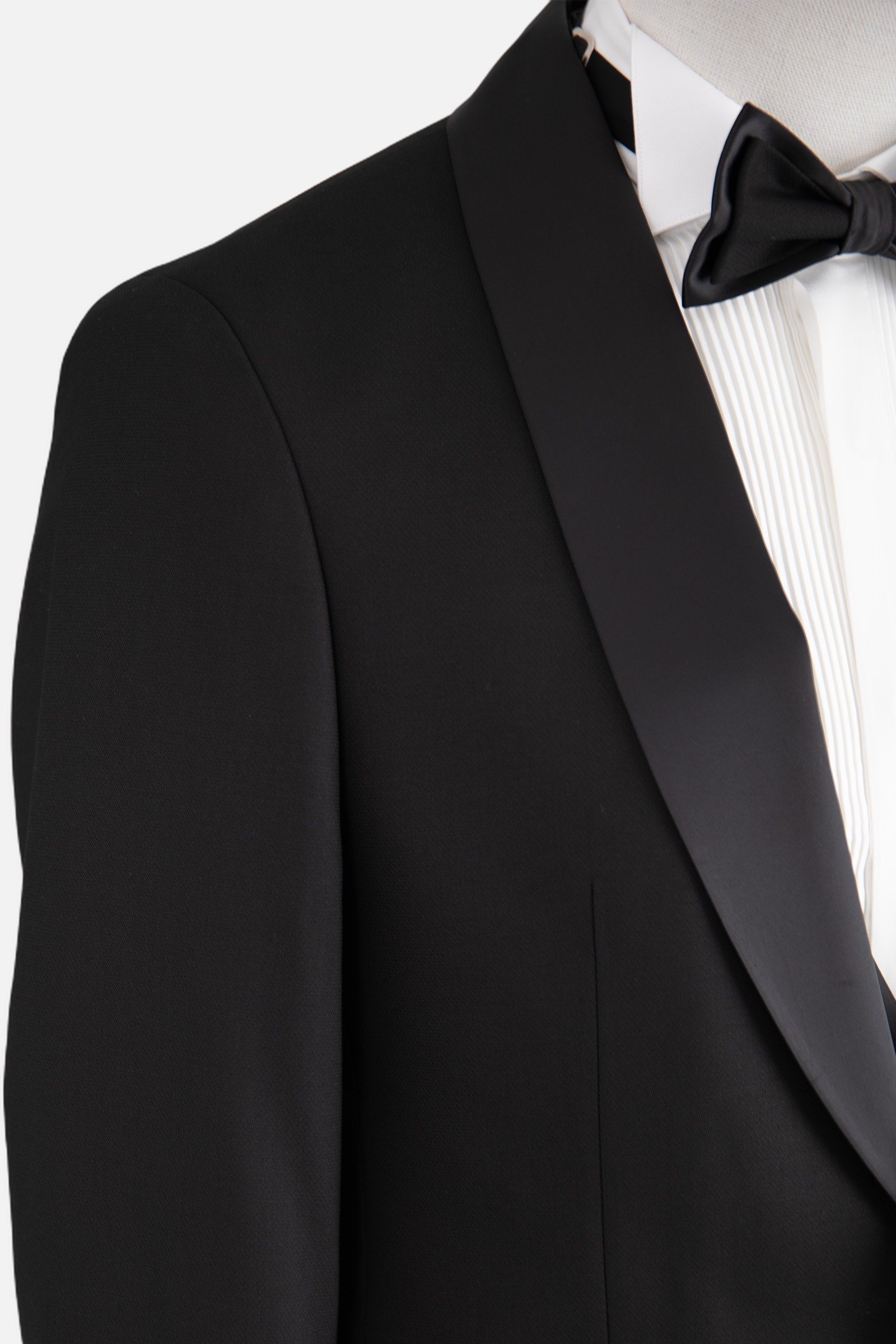 Erkek Yelekli Saten Şal Yaka Smokin Damatlık Slim Fit Siyah