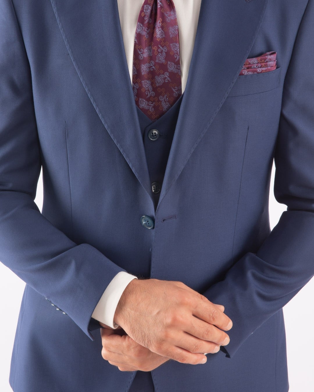 Erkek Yelekli Takım Elbise Sivri Yaka  Modern Fit Basic İndigo