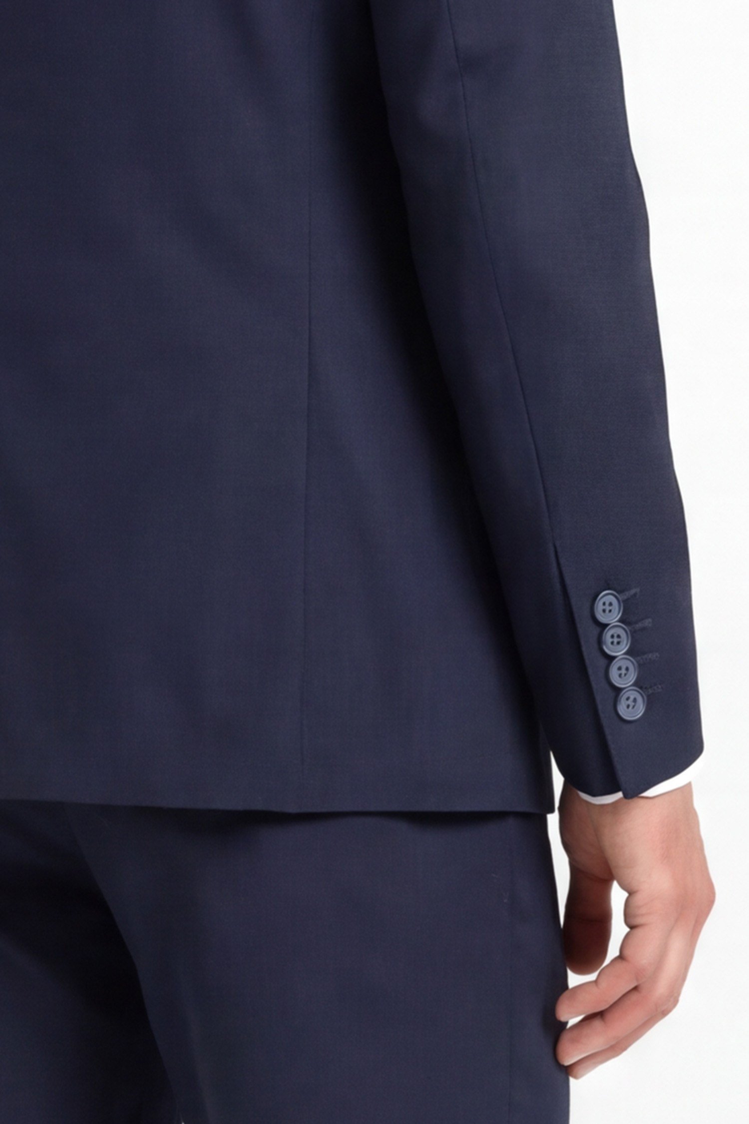 Erkek Yelekli Takım Elbise Sivri Yaka  Modern Fit Basic Lacivert