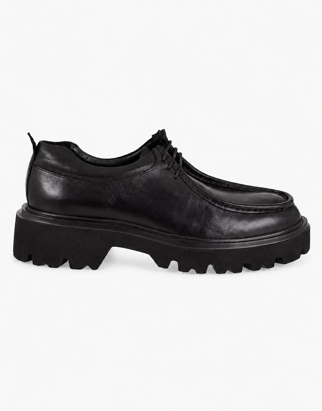 Erkek Yüksek Taban Deri Bağcıklı Ayakkabı Siyah