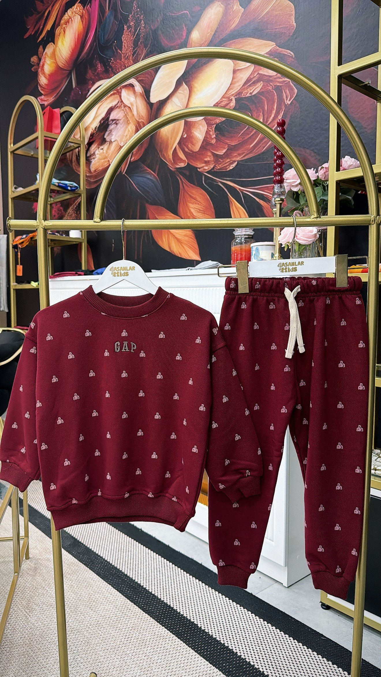 Bordo Ünisex Ayıcık Detaylı Takım