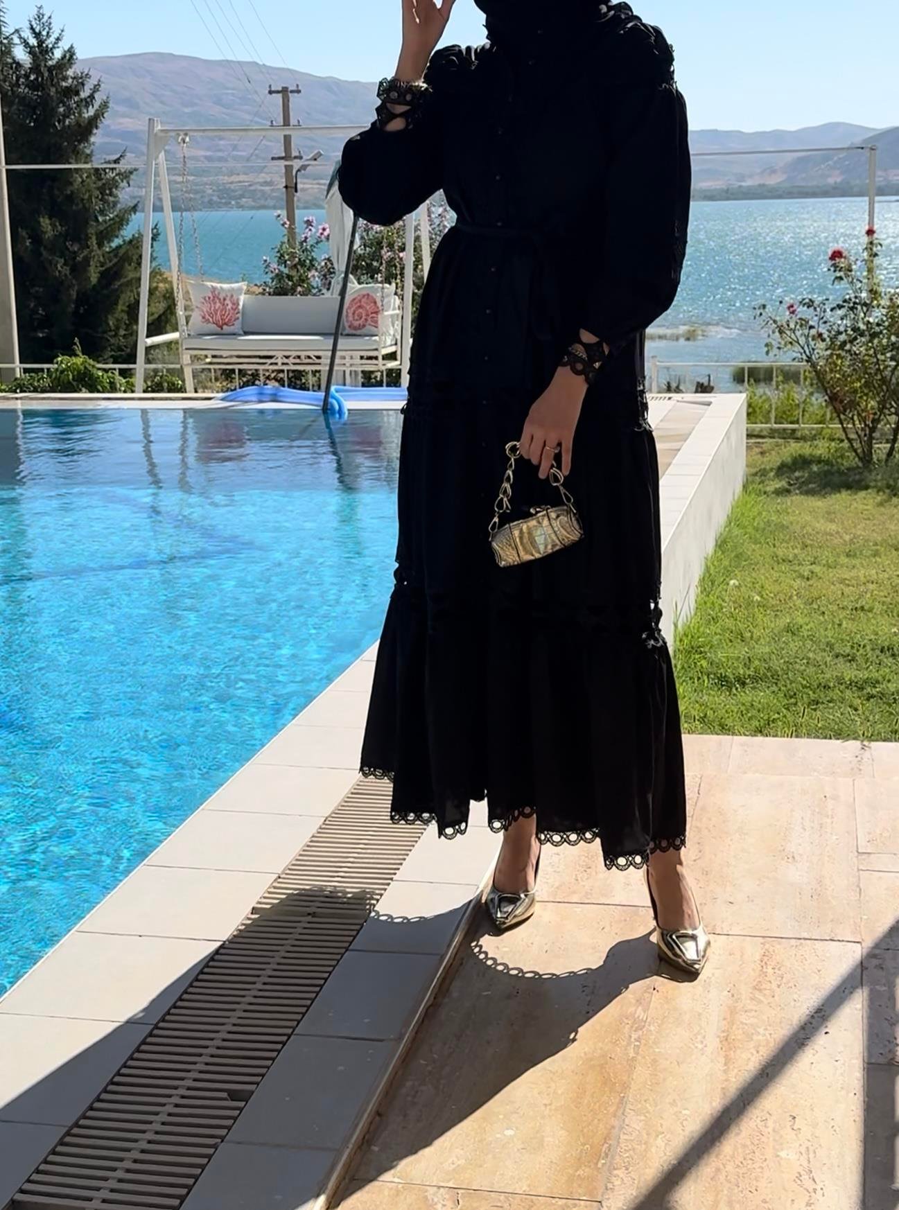 İthal Güpürlü Dubai Elbise