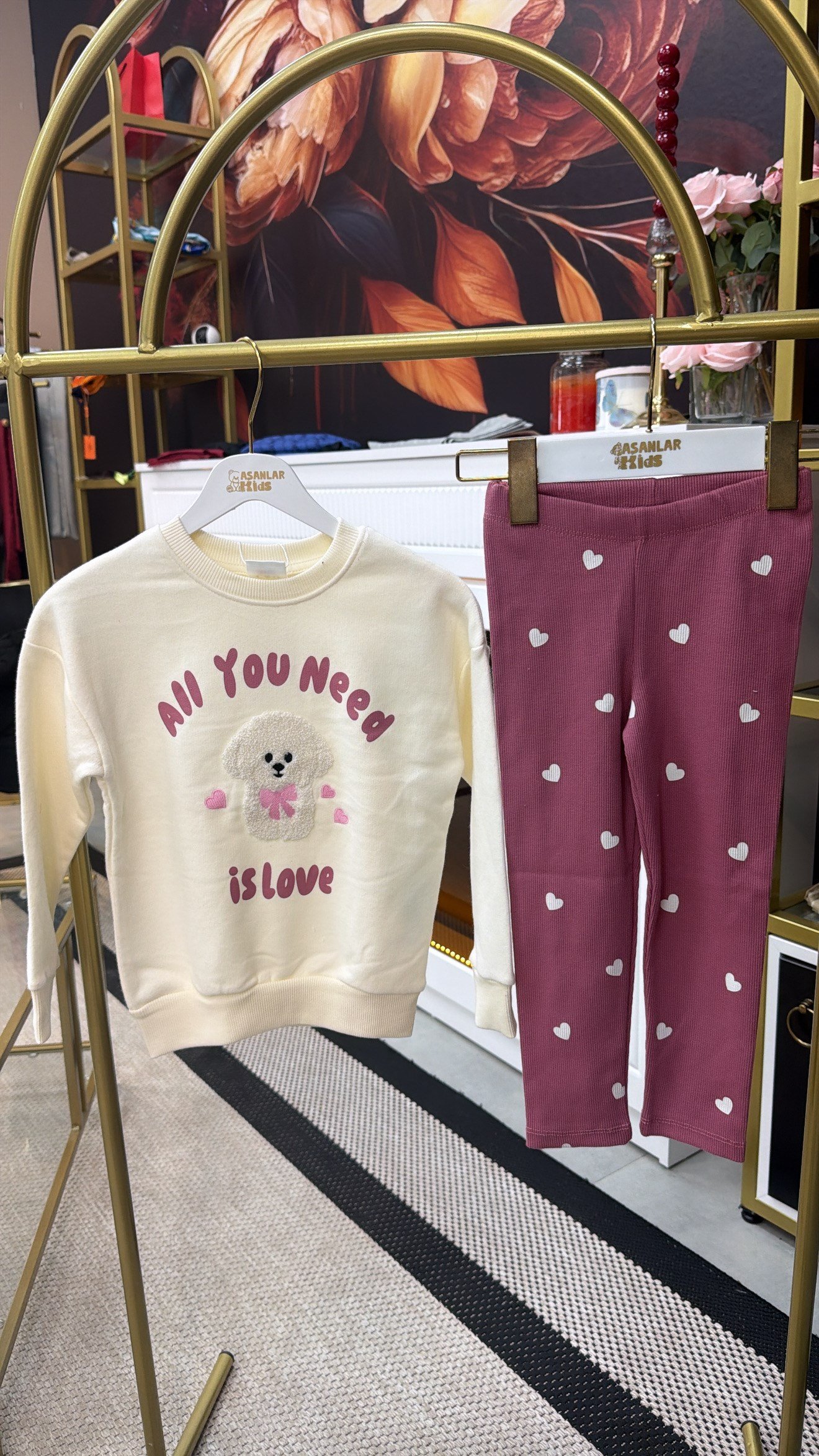 Pembe Ayıcık Detaylı Taytlı Takım