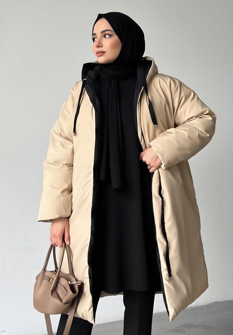 Çift Taraflı Oversize Kadın Şişme Mont – Kapüşonlu Regular Fit