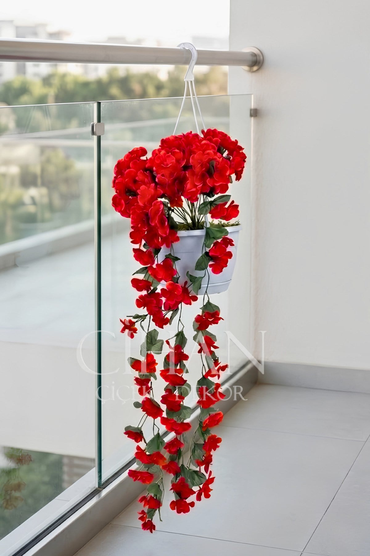 Askılı Saksıda Yapay Sarkan Begonvil 100 cm Balkon Çiçeği