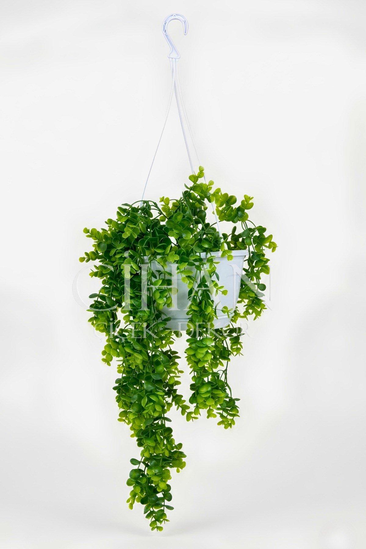 Askılı Saksıda Yapay Sarkan Okaliptus - 90 cm Balkon ve Teras Çiçeği