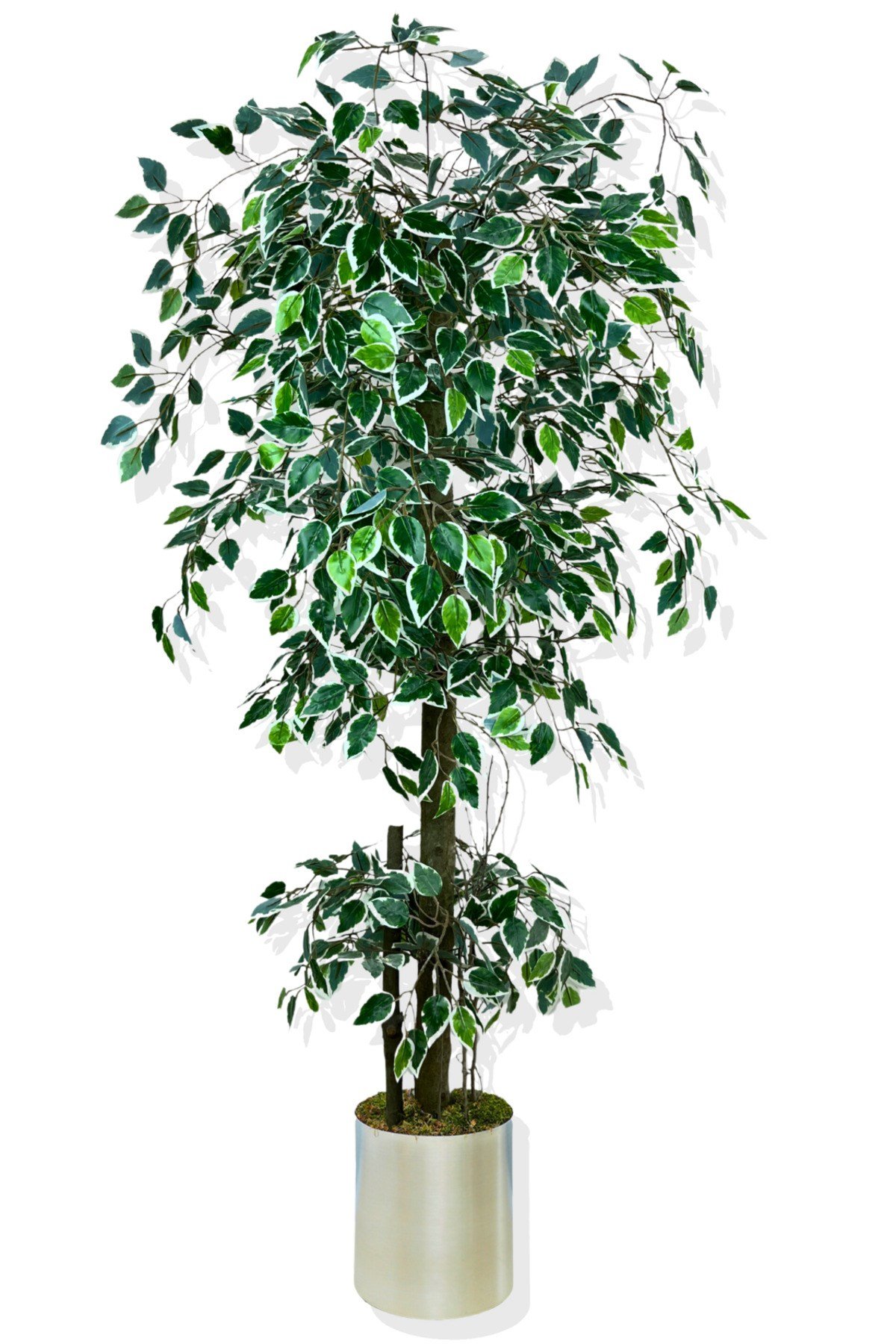 Benjamin Starlight Beyaz-Yeşil 175 Cm Yapay Ağaç Galvaniz Saksı
