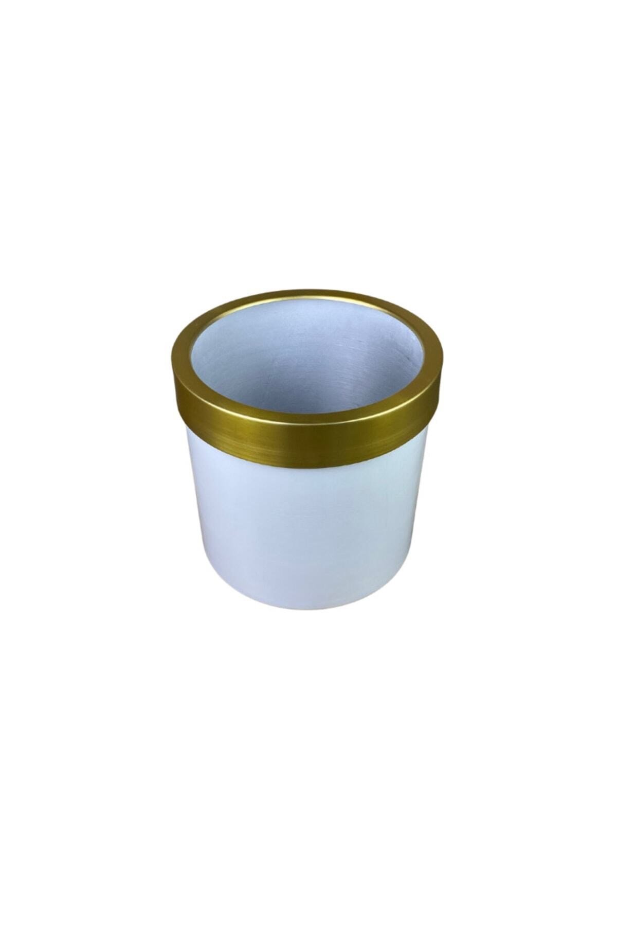 Gold Kemerli 30x30 Beyaz Saksı