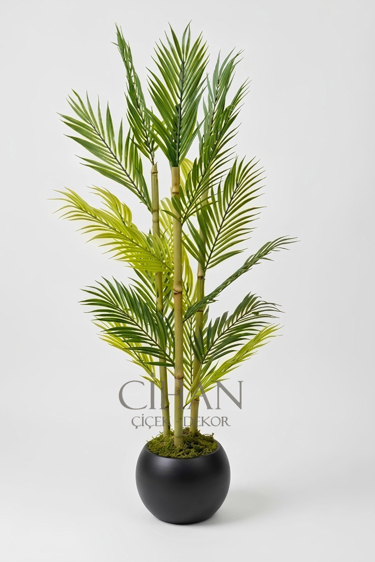 Yapay 3 Bambulu Çikas Palmiye Ağacı 150 cm 27*33 Küre Saksılı