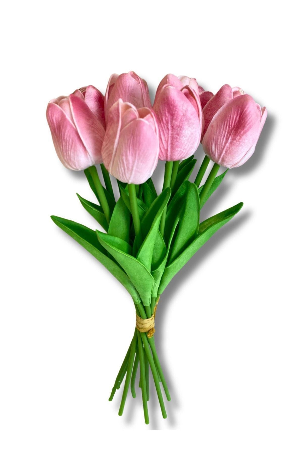 Yapay 8 Li Islak Lale Buketi 33 Cm Pembe