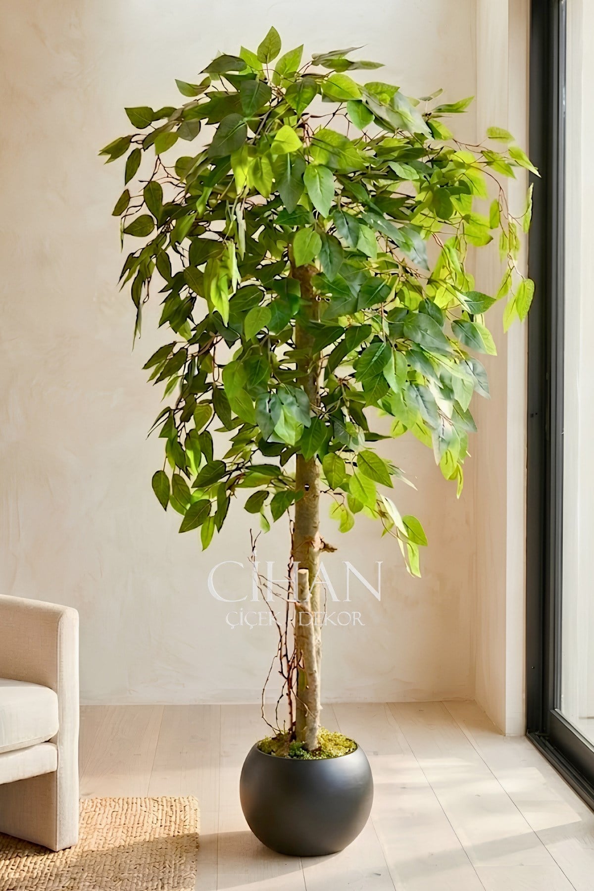 Yapay Benjamin Ağacı 27x33 Küre Saksılı 140 cm