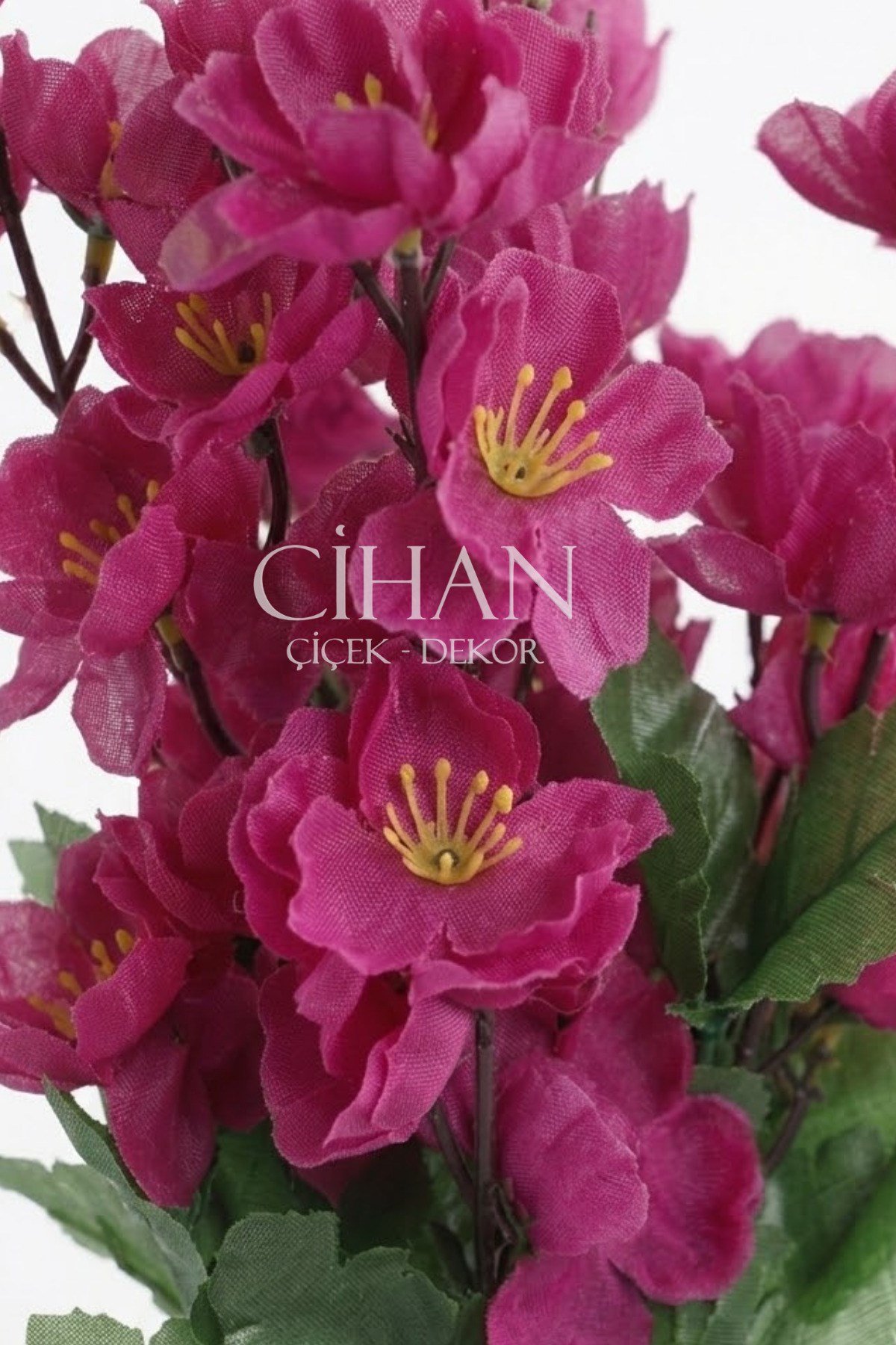 Yapay Mor Japon Bahar Dalı Ağacı 100 cm 27*33 Siyah Küre Saksılı