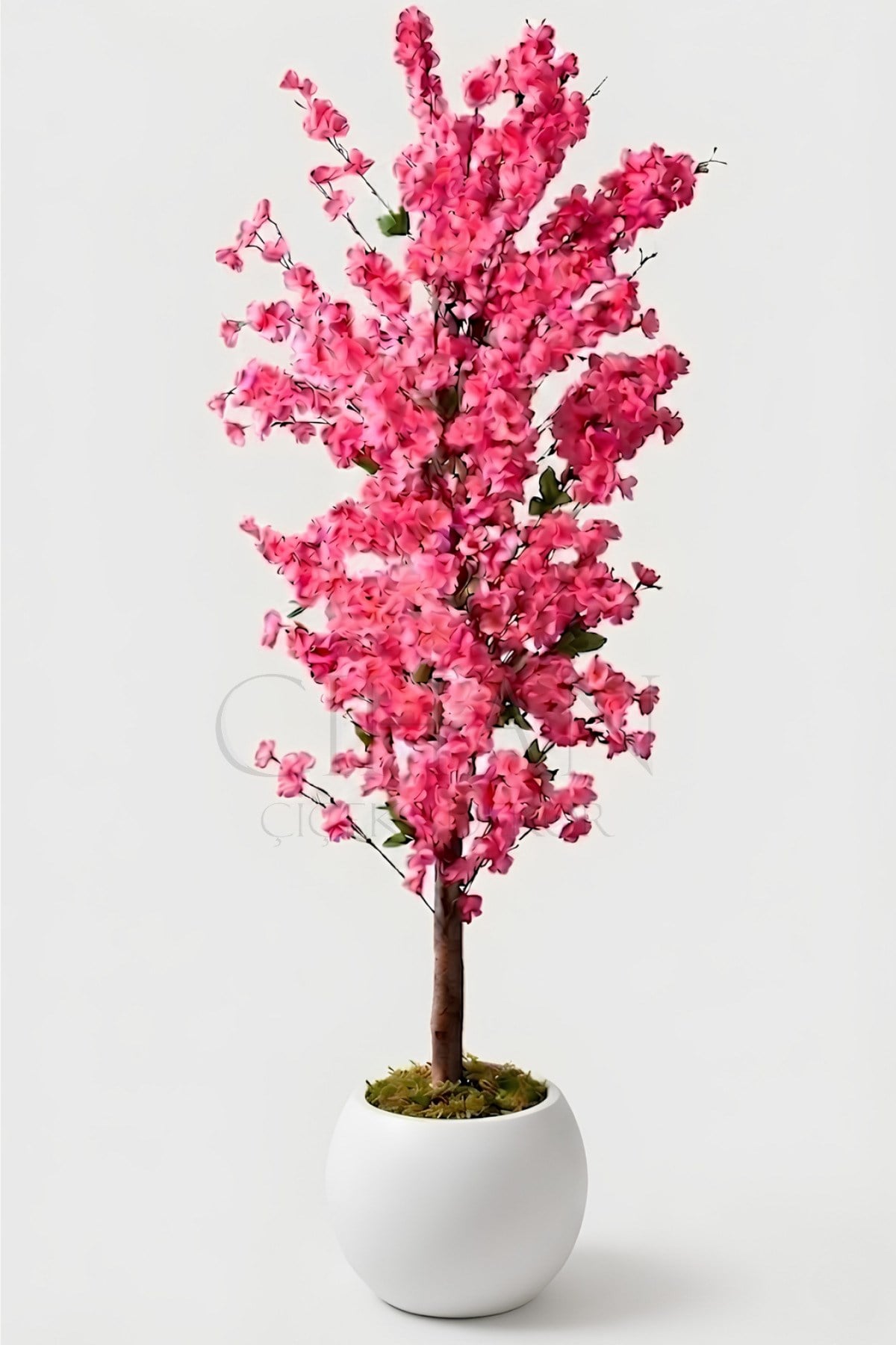 Yapay Pembe Bahar Dalı Ağacı 140 cm Küre Saksılı