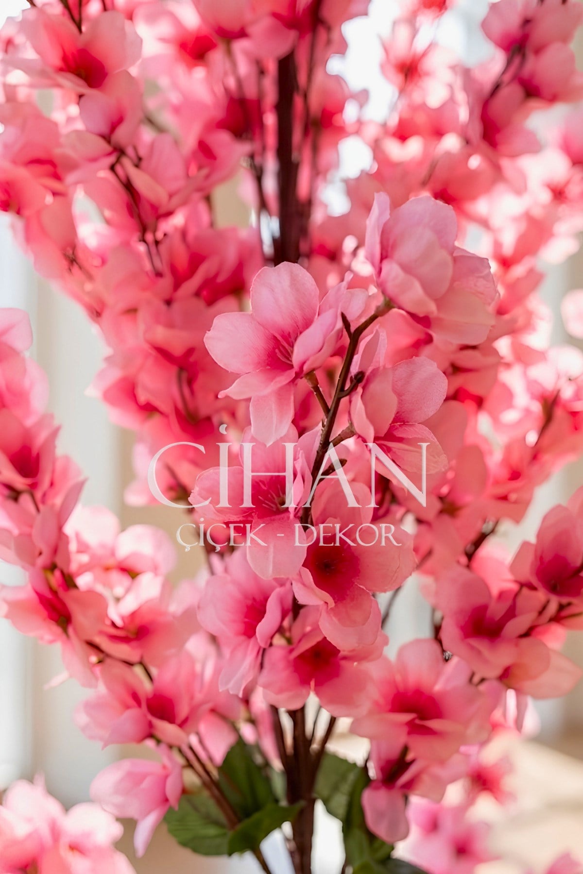 Yapay Pembe Sakura Kiraz Çiçeği Ağacı 120 cm - Küre Plastik Saksılı 27x33 cm Saksı
