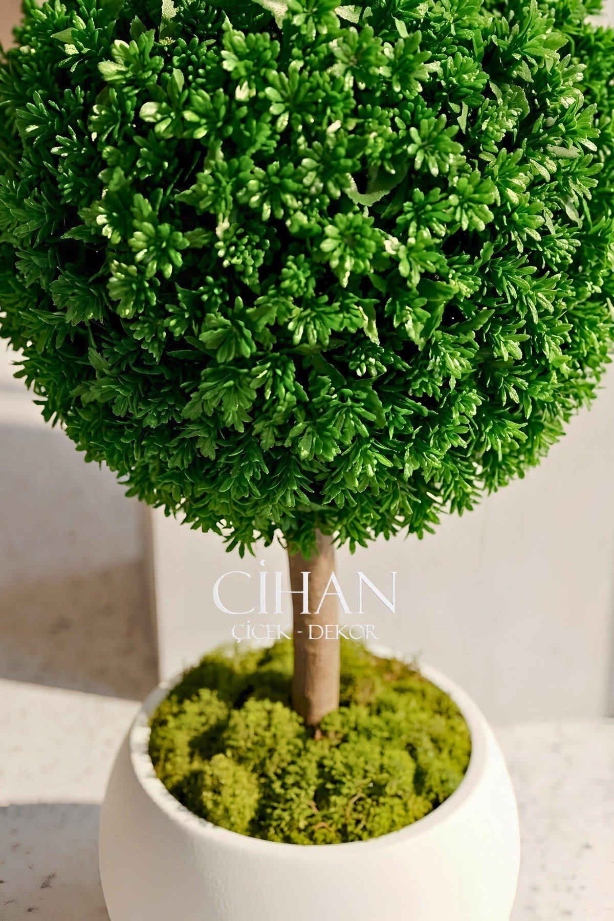 Yapay UV Dayanımlı Şimşir Top Ağacı 100 cm (45 cm Çap) 27x33 cm Küre Saksılı
