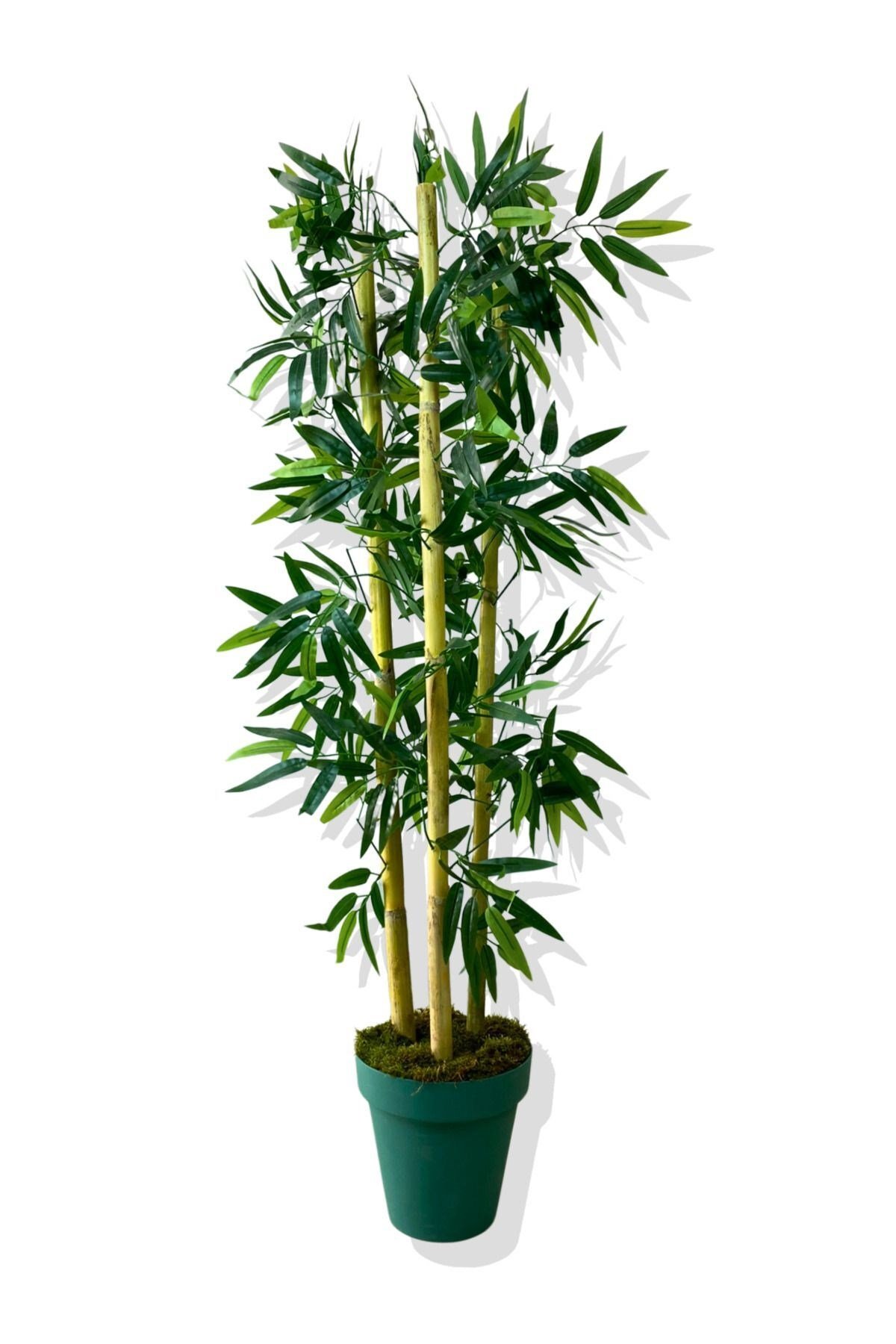 Yapay Yapraklı Bambu Ağacı 3 Bambu'lu 110 Cm Turkuaz Saksı