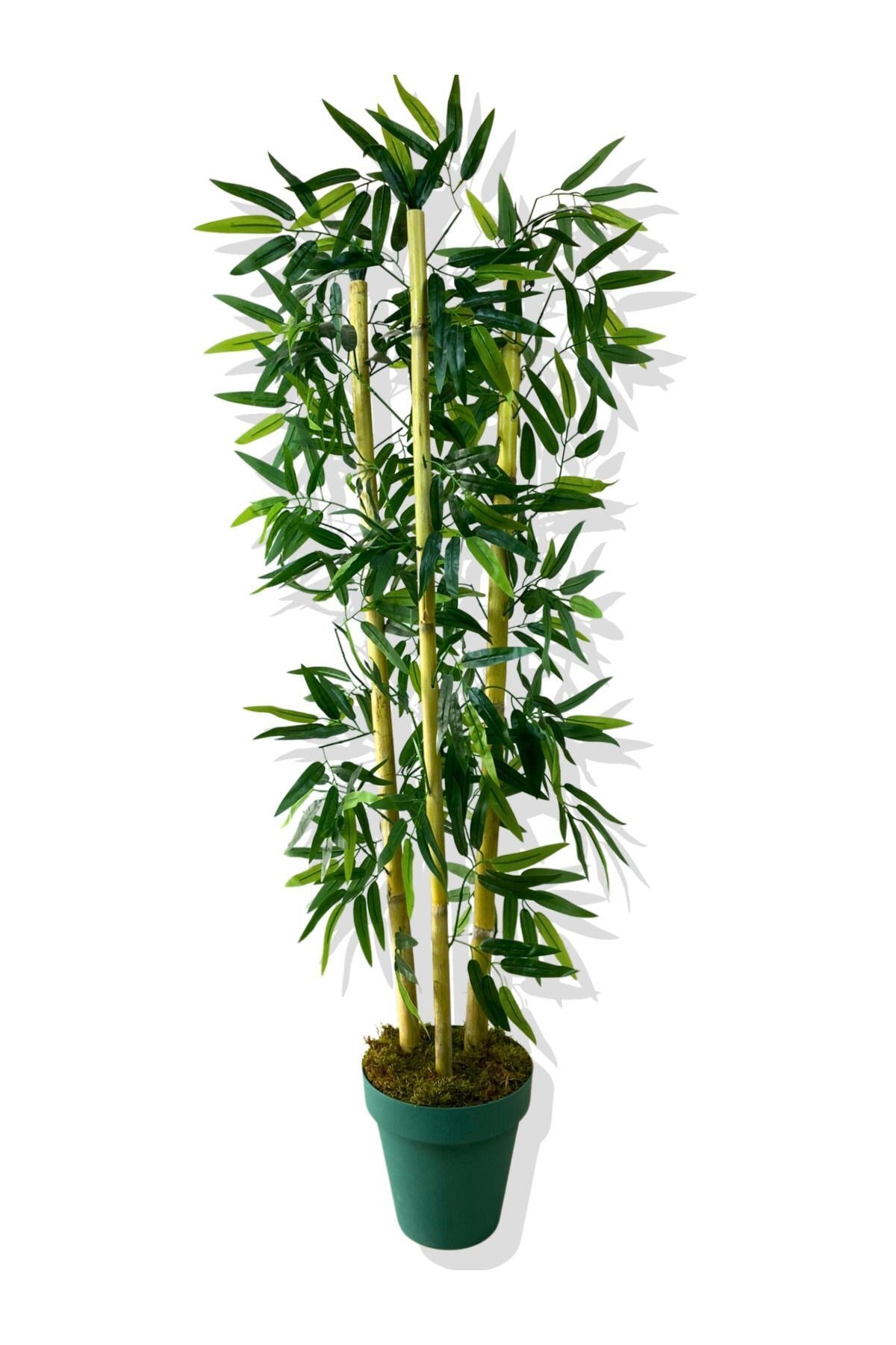 Yapay Yapraklı Bambu Ağacı 3 Bambu'lu 110 Cm Turkuaz Saksı