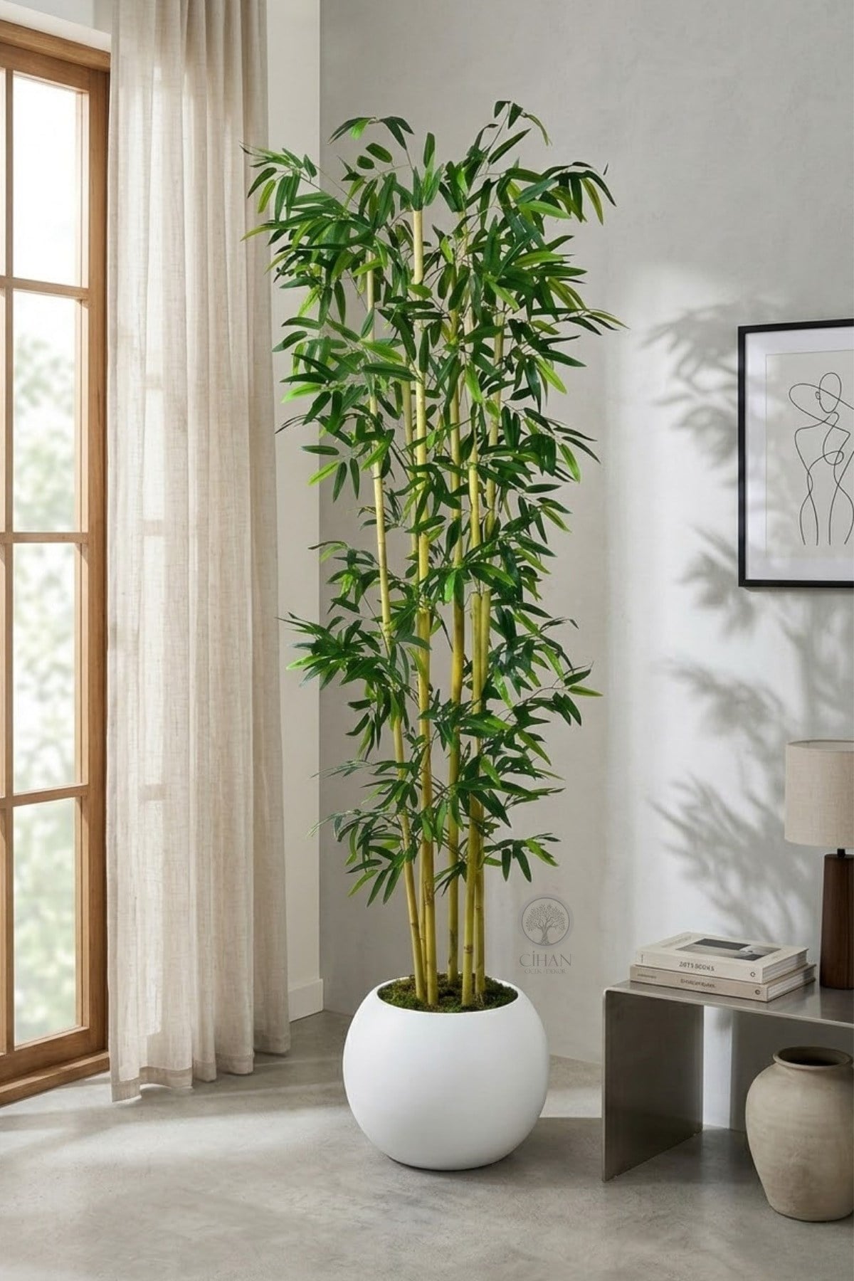 Yapay Yapraklı Bambu Ağacı 6' lı 170 Cm 27*33 Küre Saksı
