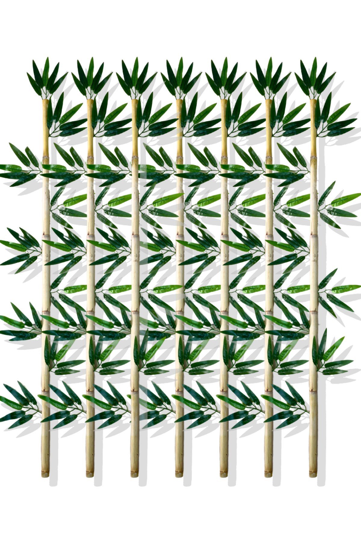 Yapay Yapraklı Dekoratif Bambu Çubuğu 120 Cm 7 Adet Islak Doku