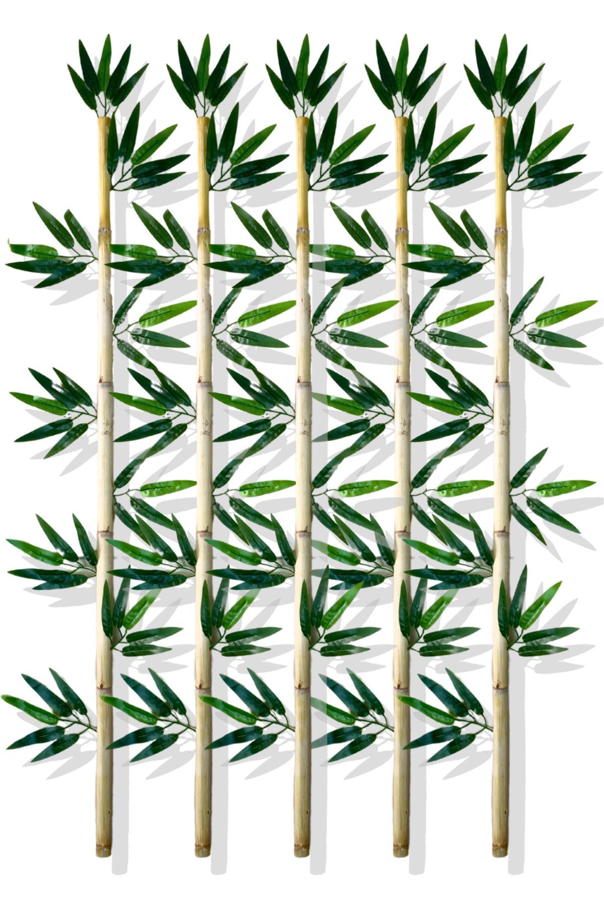 Yapay Yapraklı Dekoratif Bambu Çubuğu 120 Cm 5 Adet Islak Doku