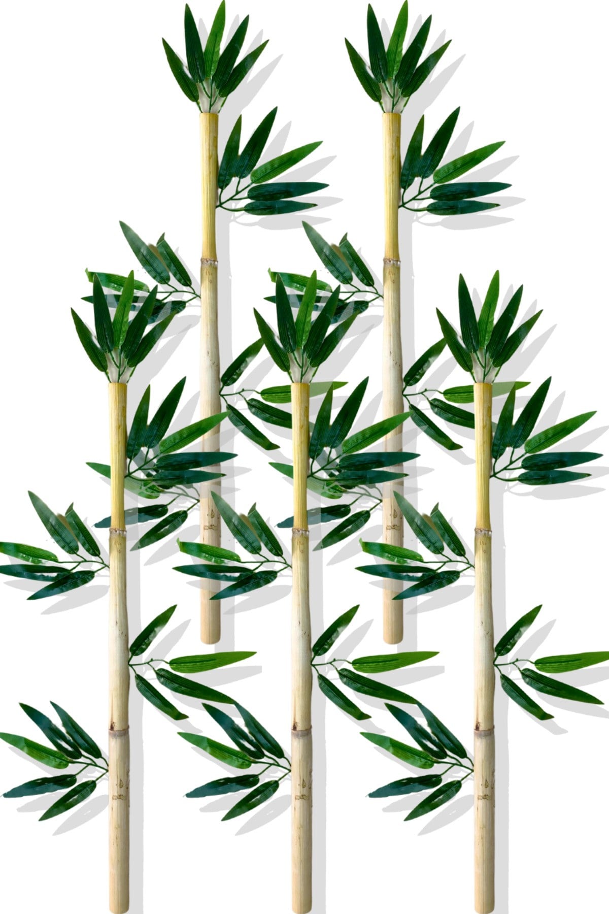 Yapay Yapraklı Dekoratif Bambu Çubuğu 80 Cm 5 Adet Islak Doku