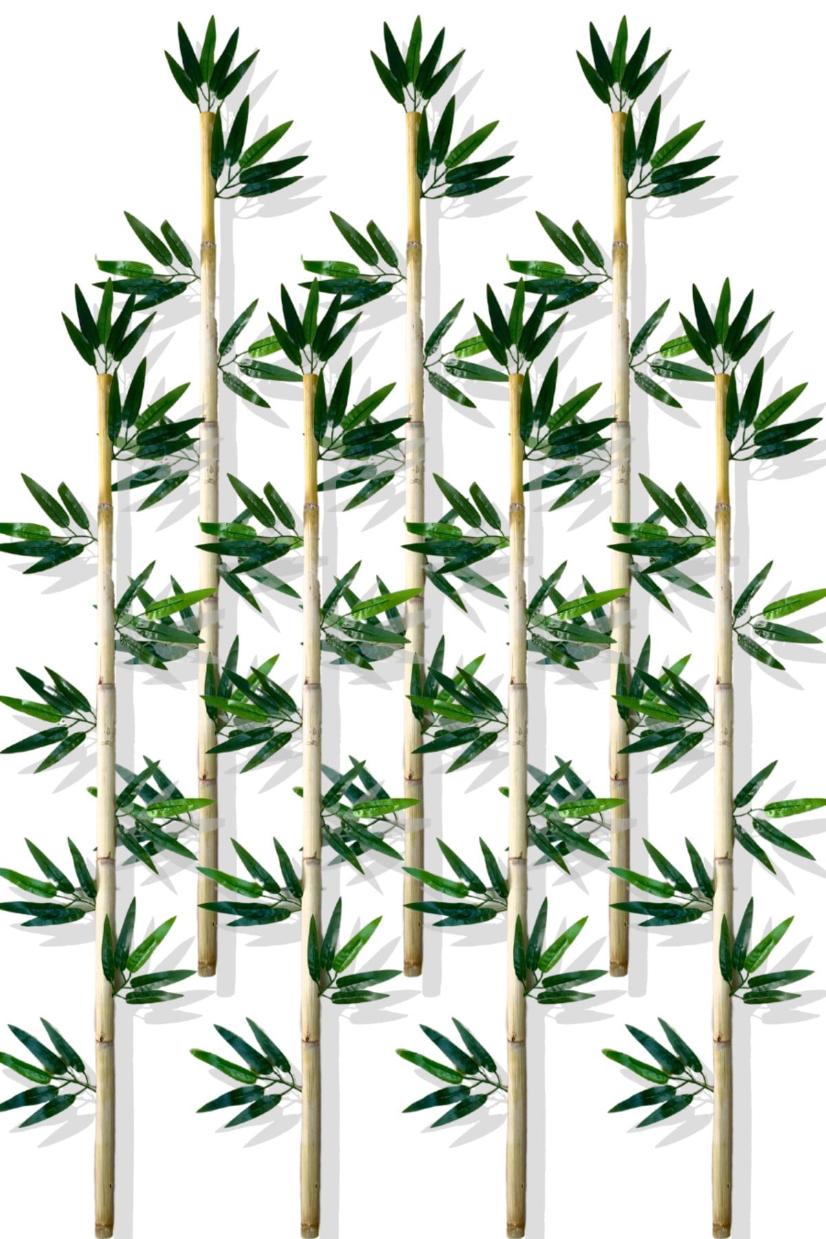 Yapay Yapraklı Dekoratif Bambu Çubuğu 120 Cm 7 Adet Islak Doku